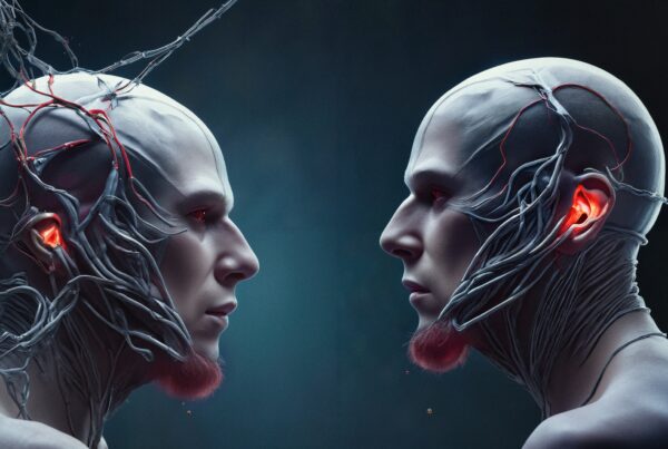 Cybernetic Standoff: Glowing Connections