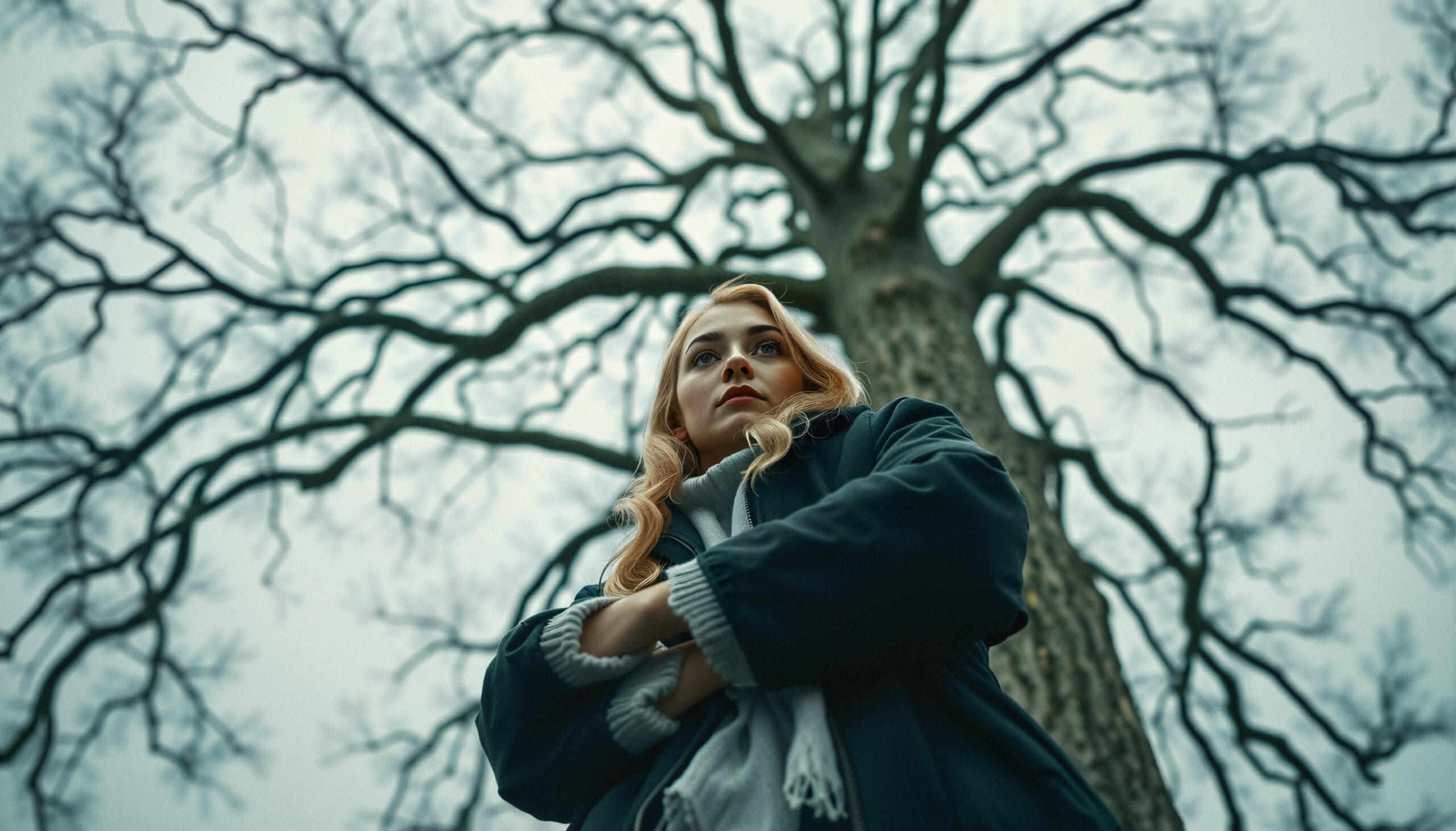 Contemplative Moment Beneath Tree Canopy