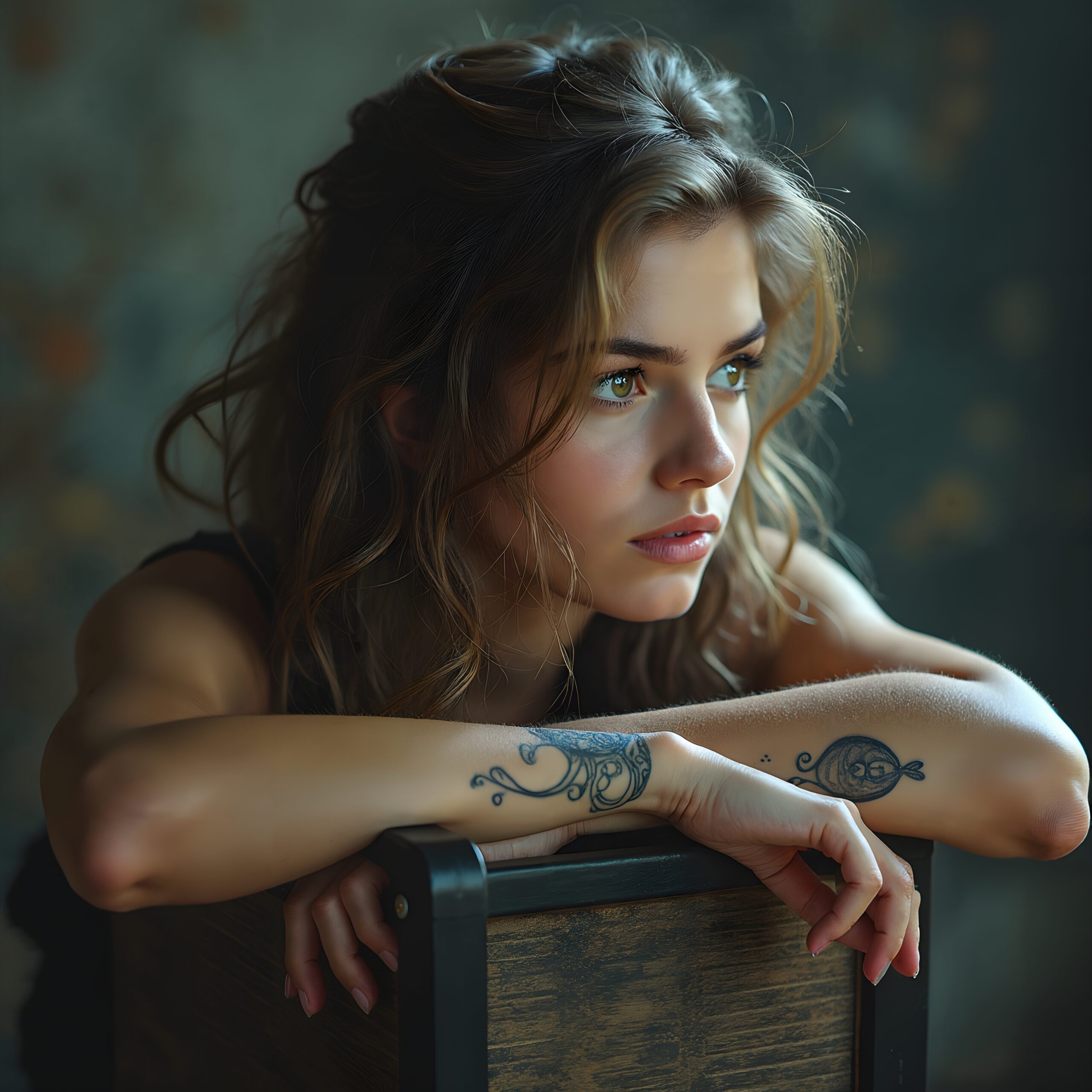 Contemplative young woman portrait