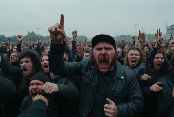 Unified Protestors Raise Fists.