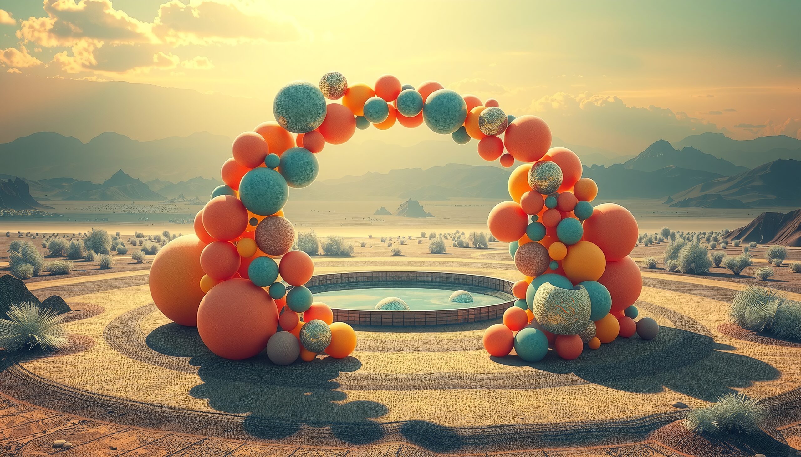 Surreal Desert Spheres Archway
