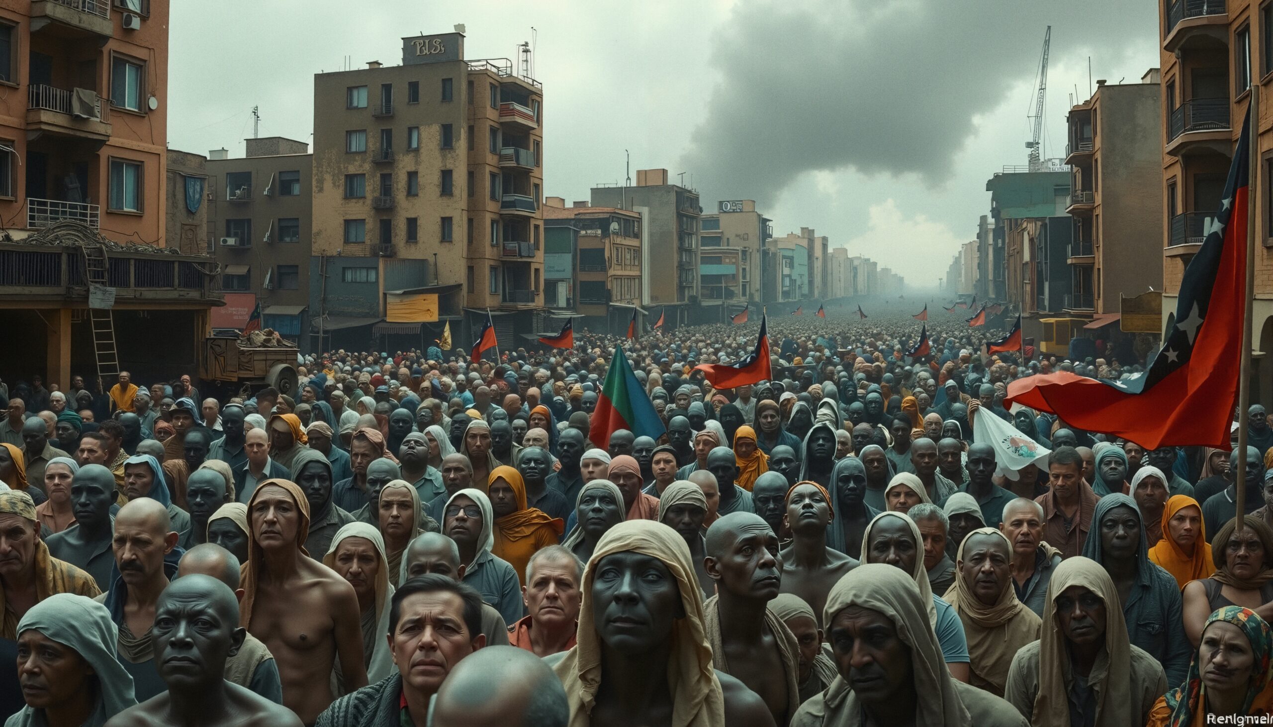 Crowd Fills Street in Protest