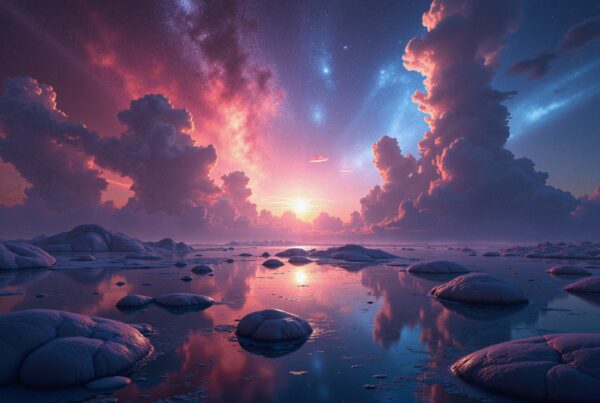 Colorful Sky Over Watery Landscape