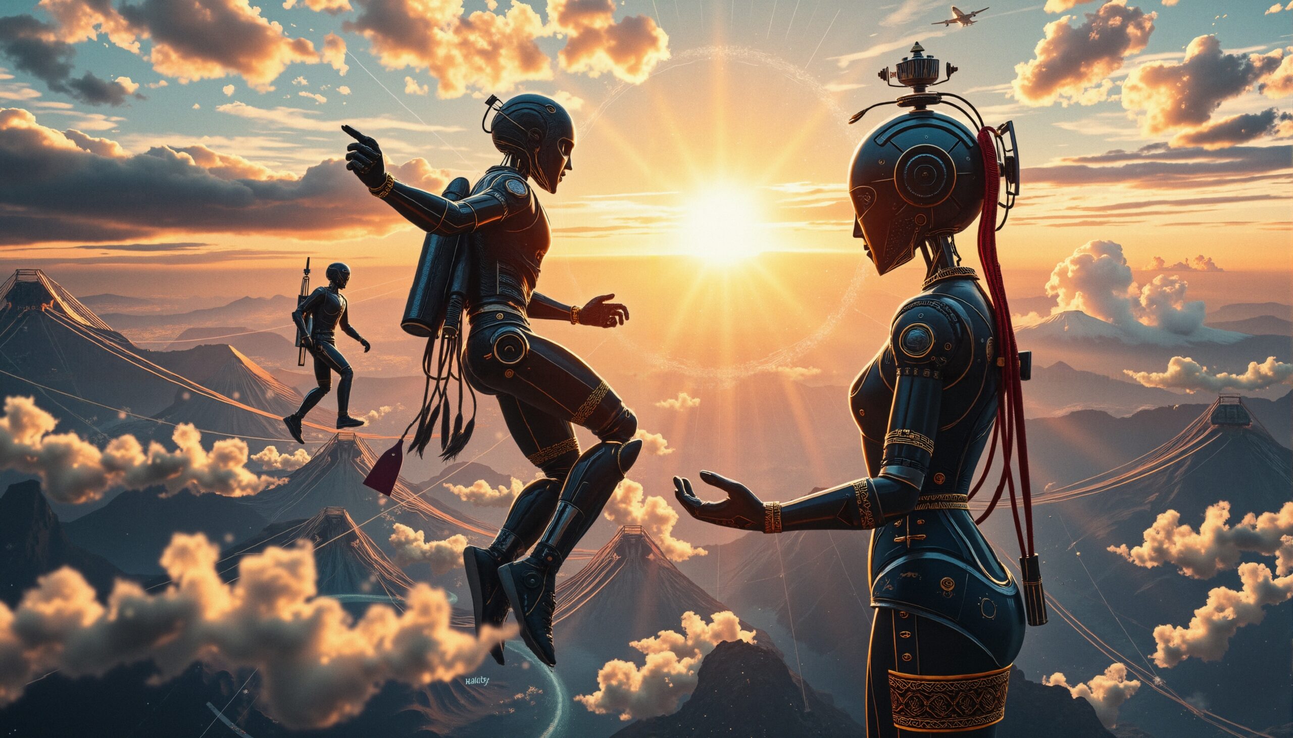 Robots in a Futuristic Landscape