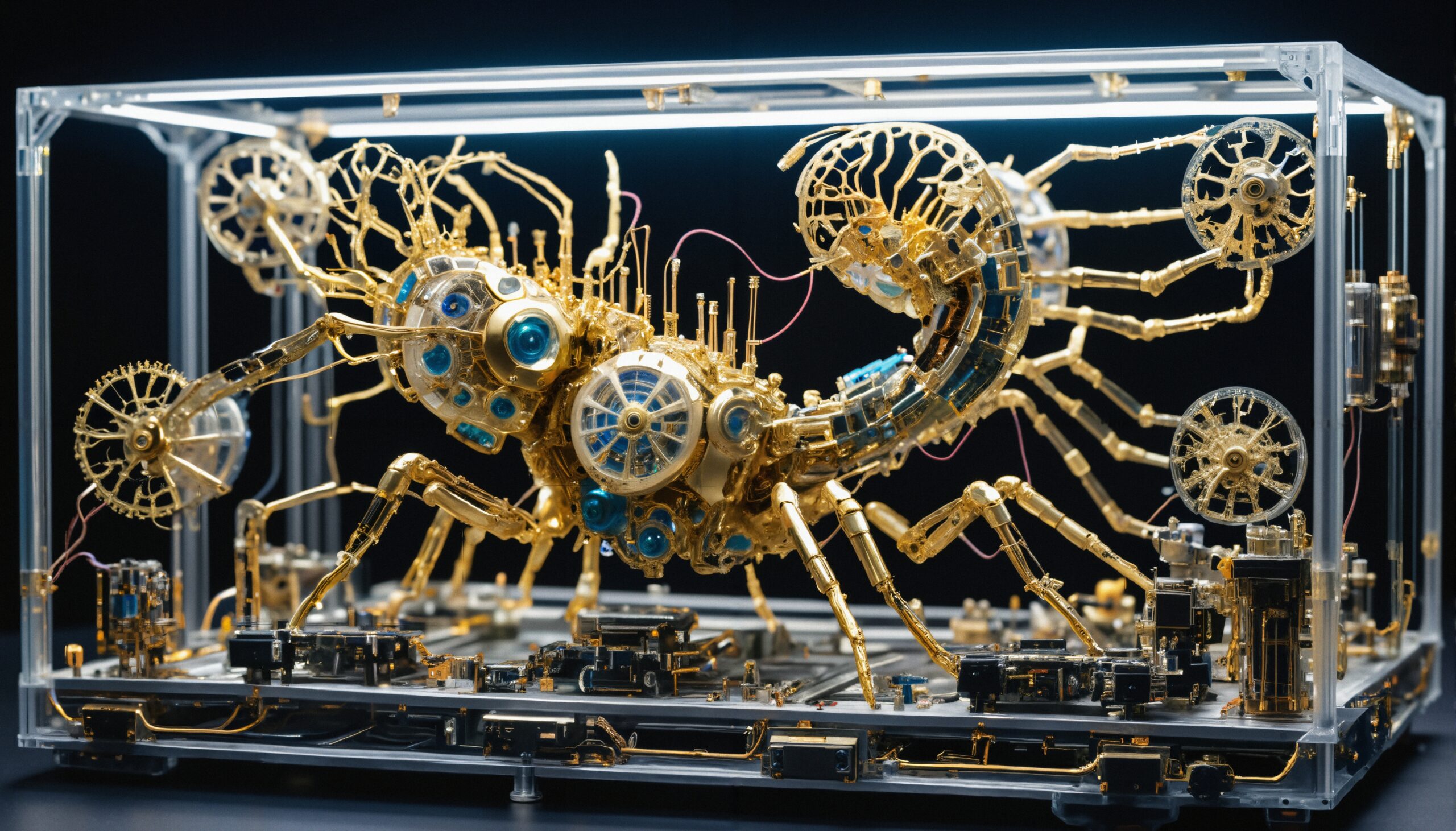 Golden Mechanical Art in Glass