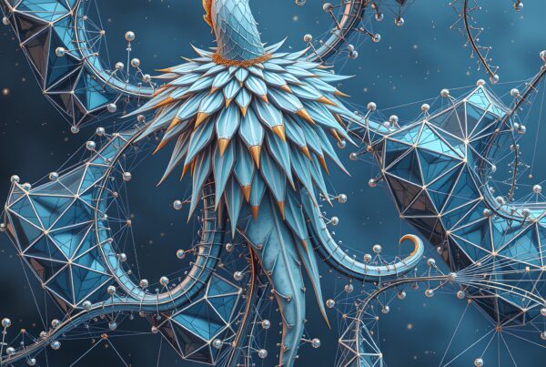 Fantastical Creature in Geometric Maze