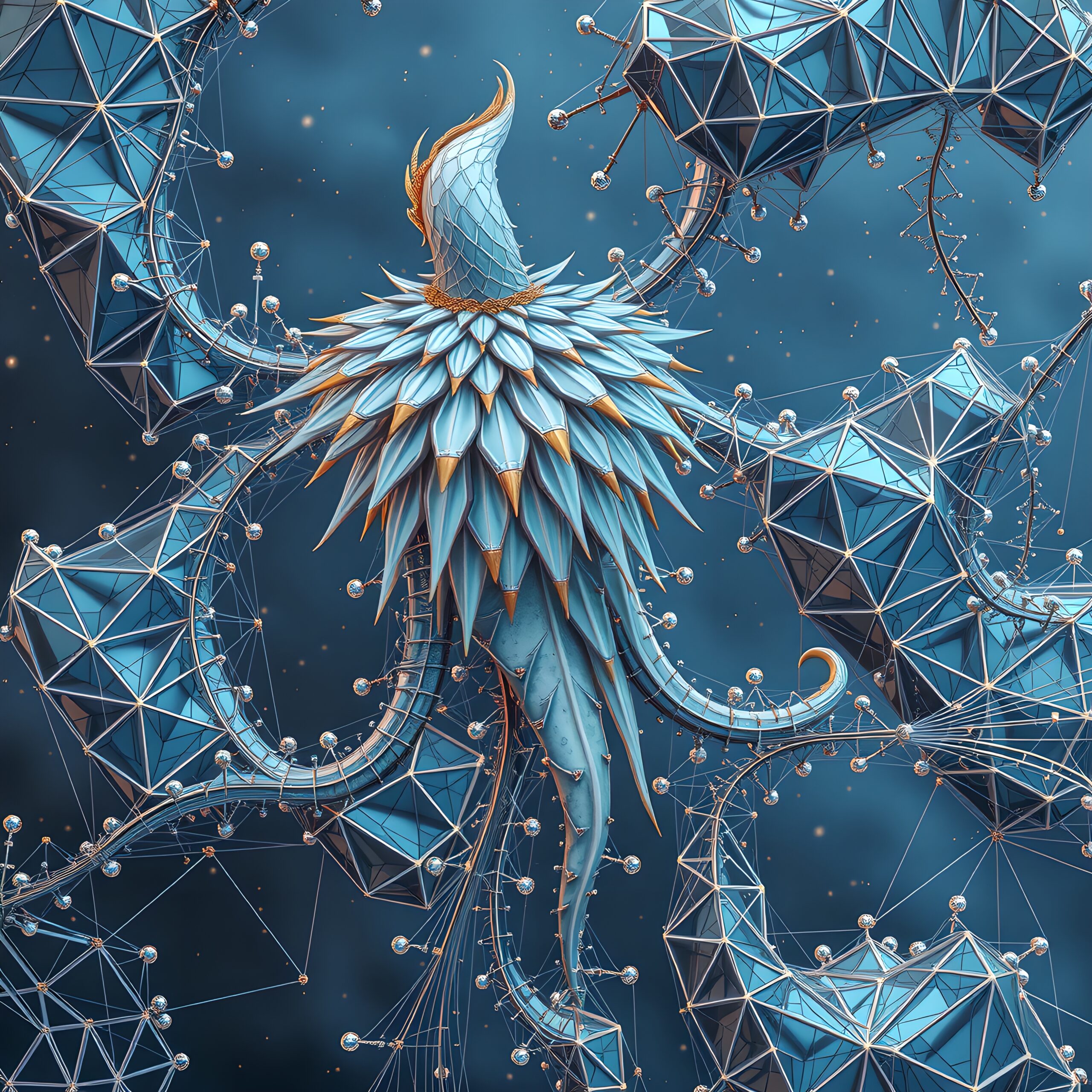 Fantastical Creature in Geometric Maze