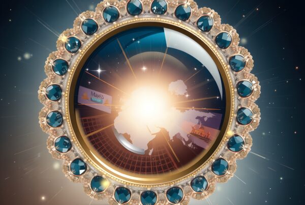 Celestial Gem-Embedded World Map