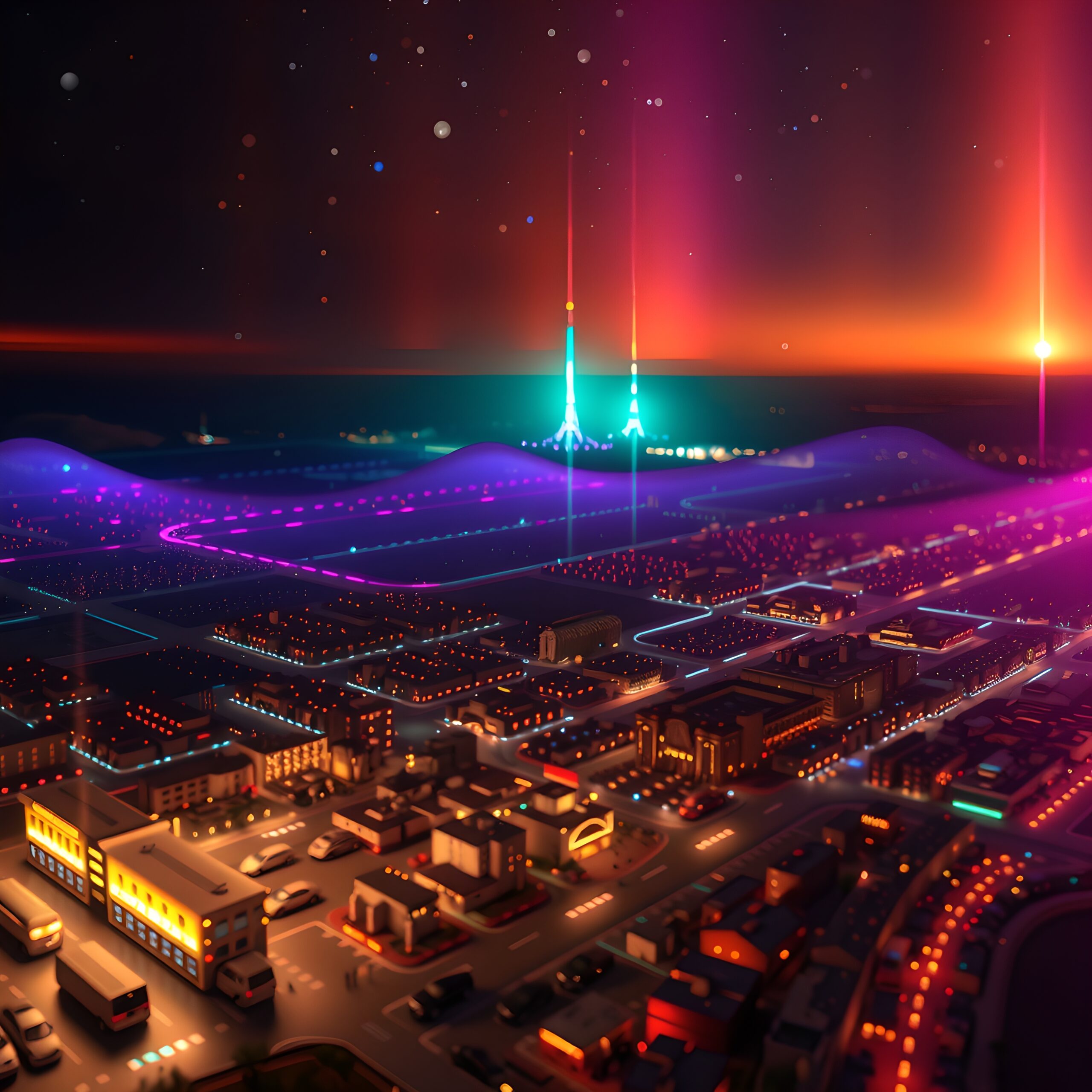 Futuristic Cityscape Under Stars