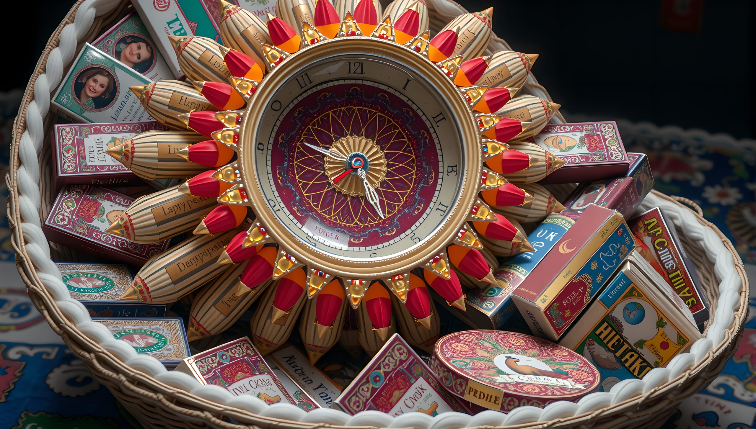 Vibrant Vintage Clock Display Art