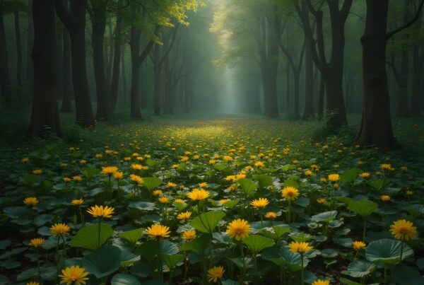 Enchanting Forest with Yellow Flowers