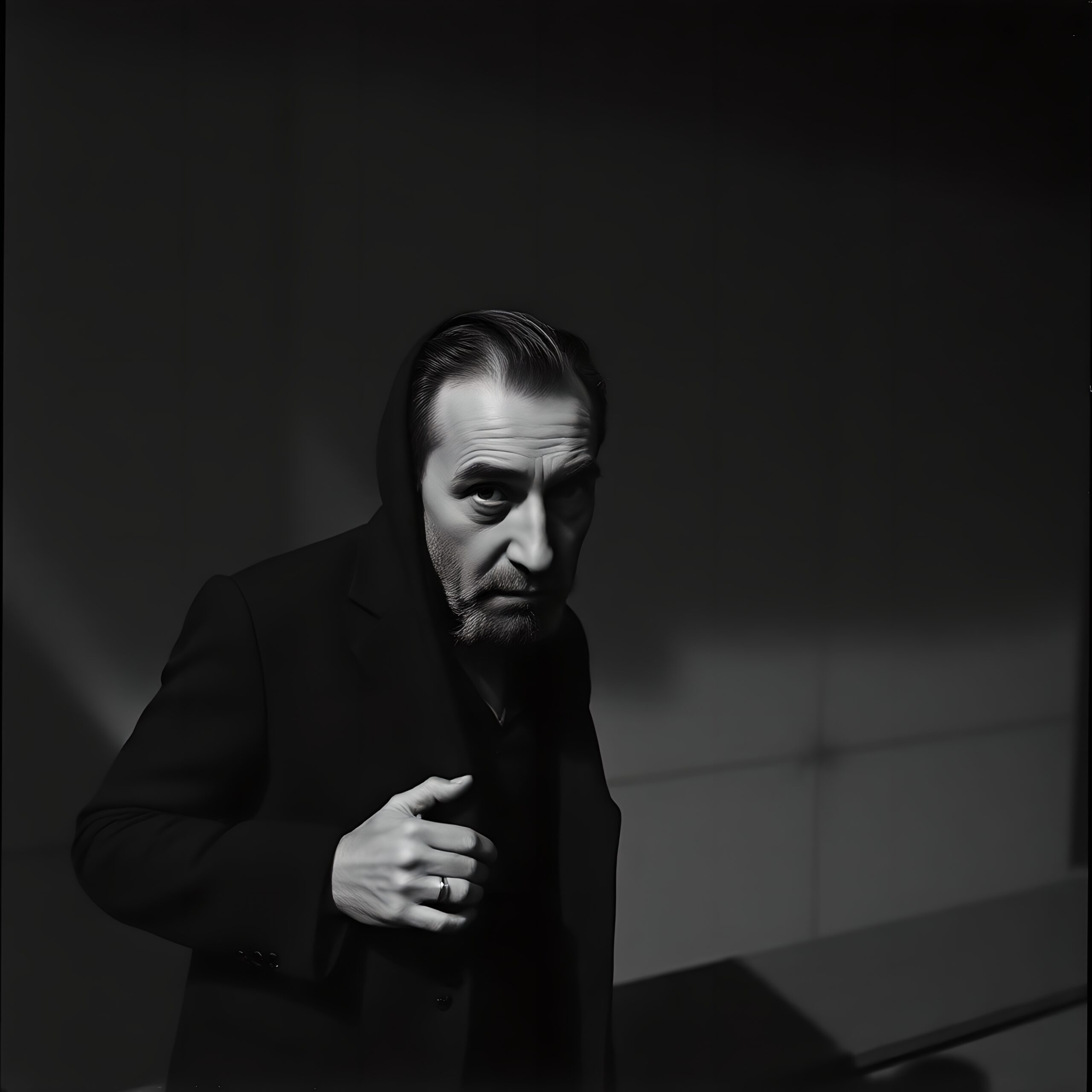 Mysterious Figure in Shadowy Light