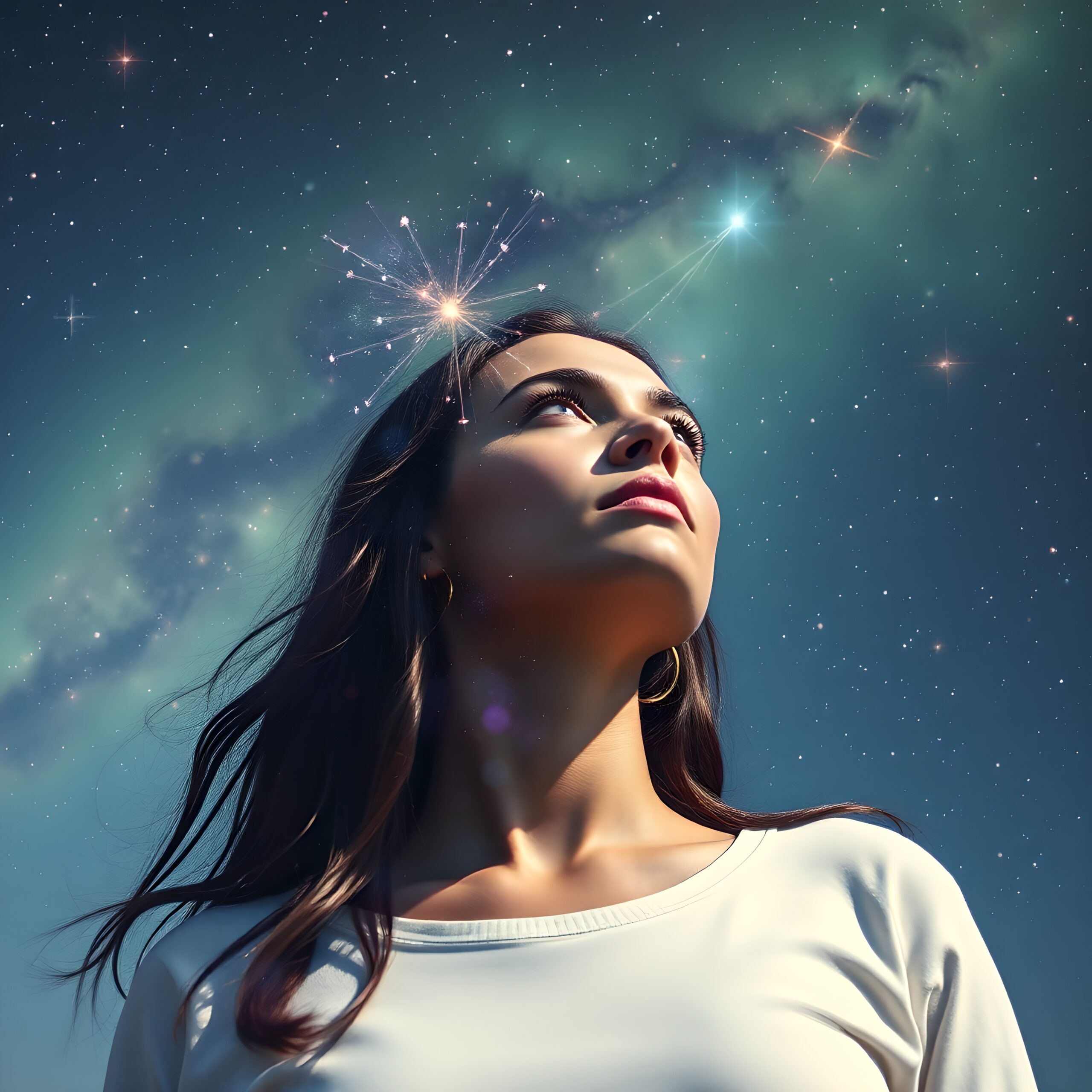 Stars Align Above Reflective Gaze