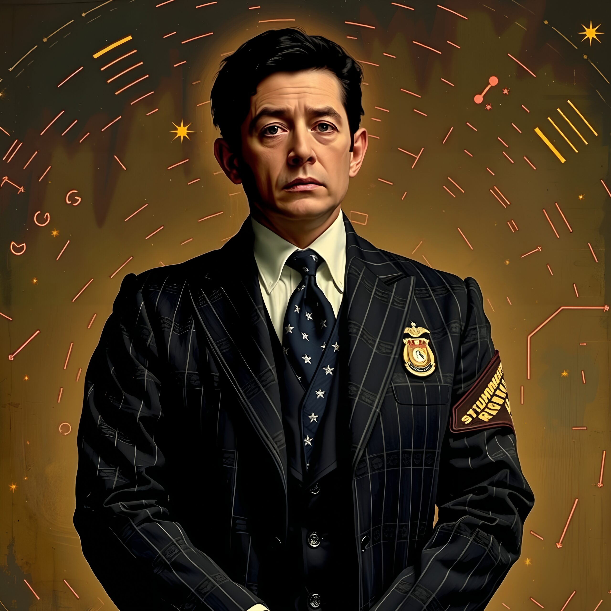 Confident Man in Pinstripe Suit