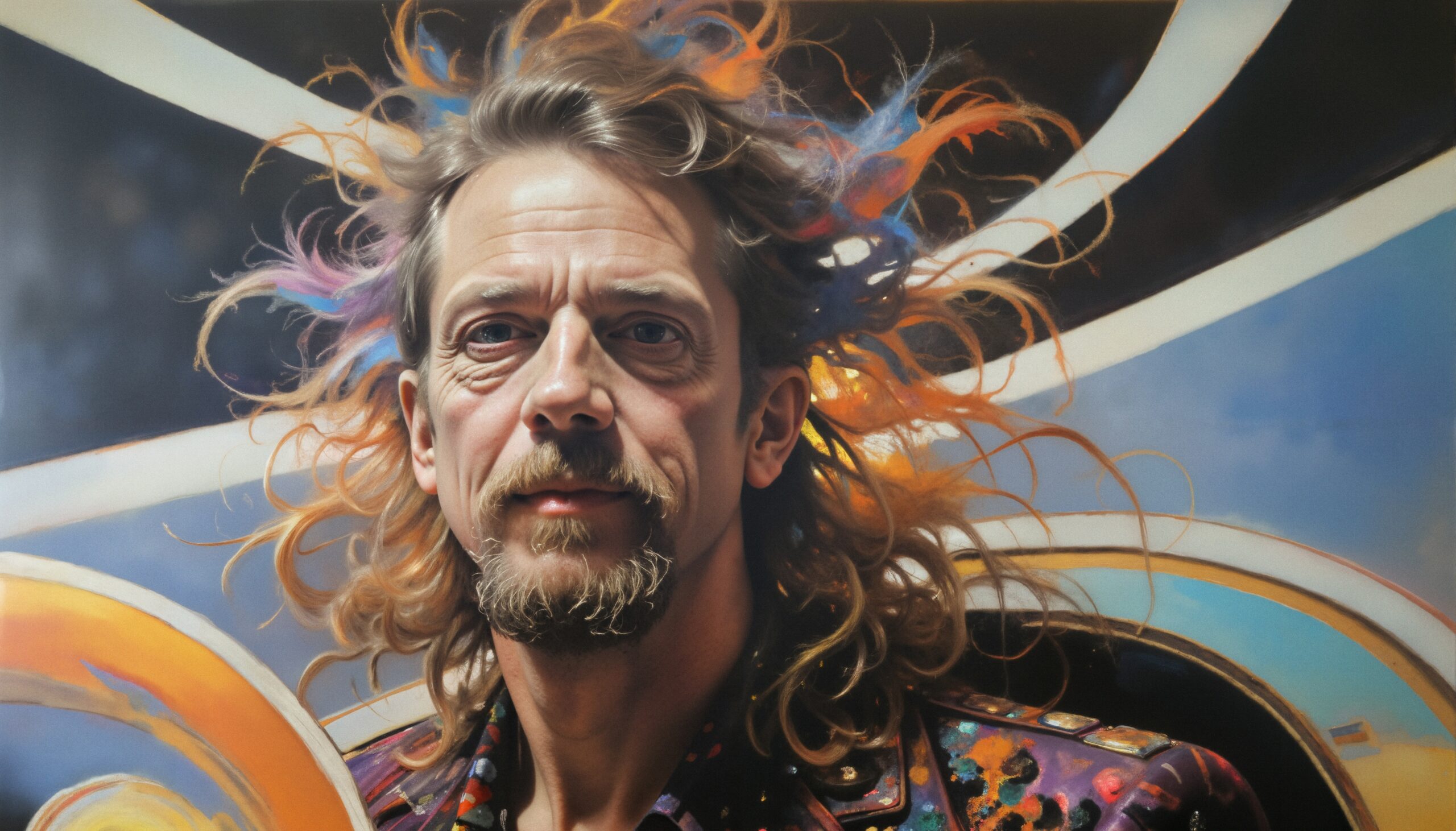 Vibrant Portrait with Cosmic Background