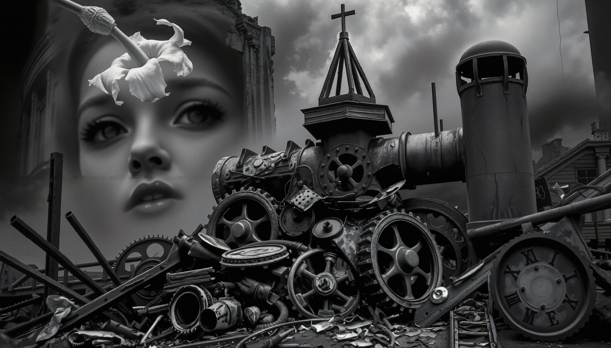 Surreal Mechanical Landscape Scene