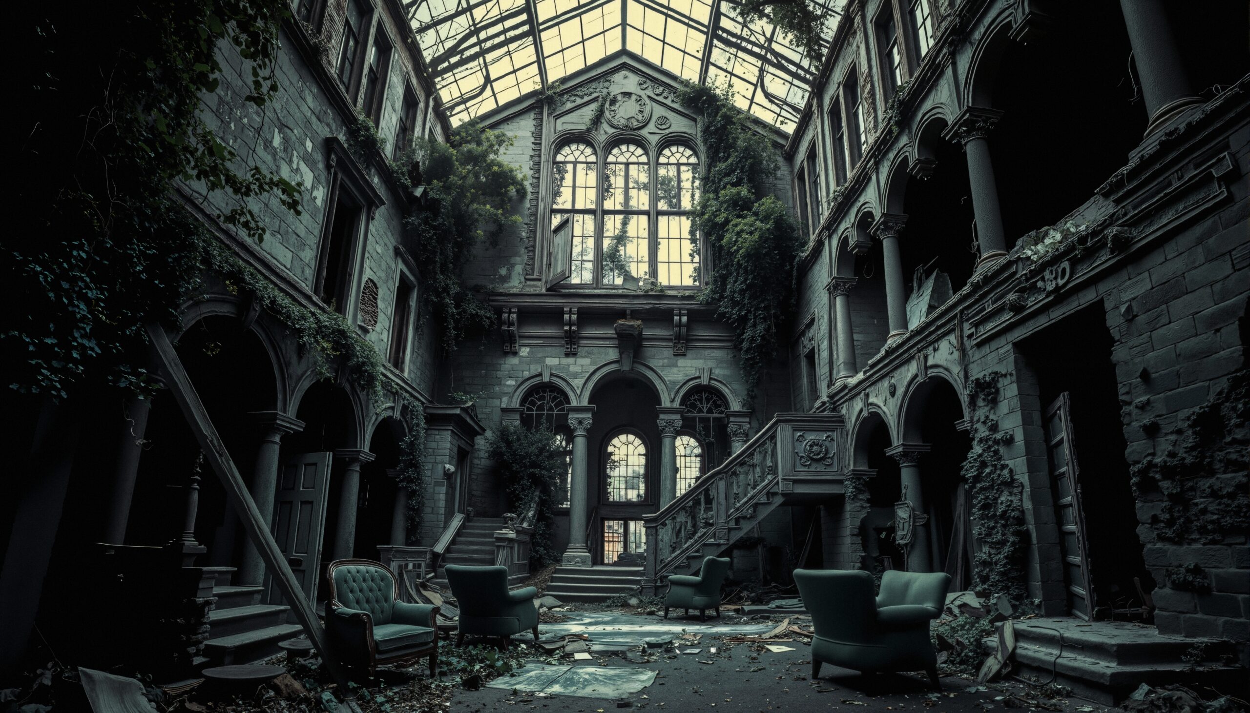 Forgotten grandeur in abandoned mansion