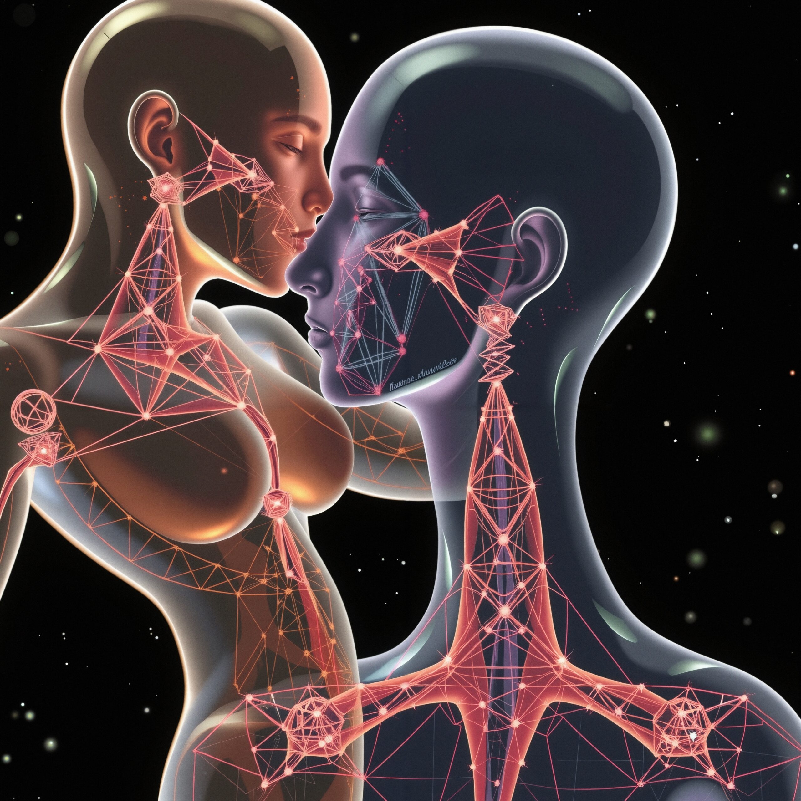 Futuristic Human Connection Art