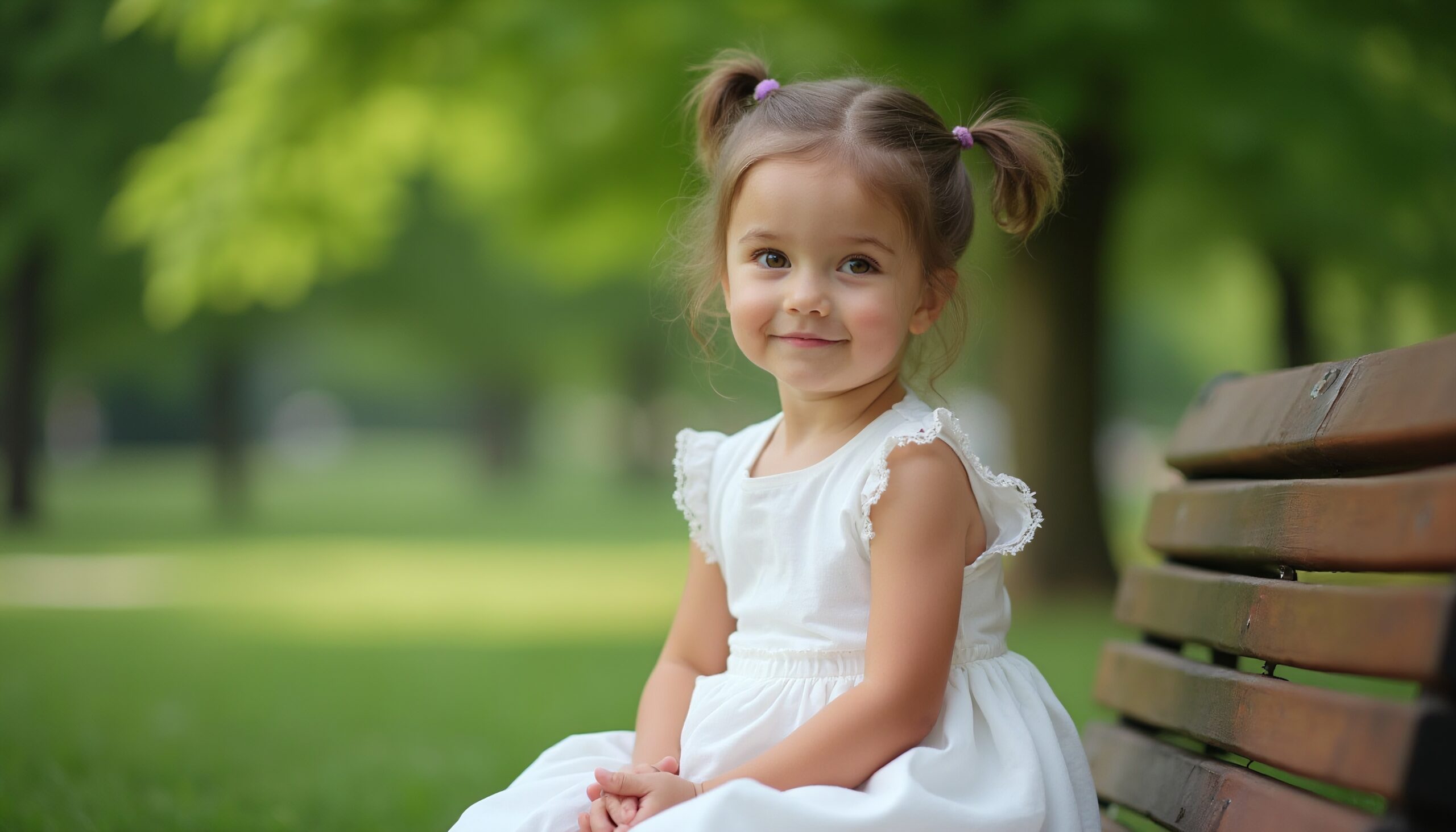 Little Girl on Park Bench