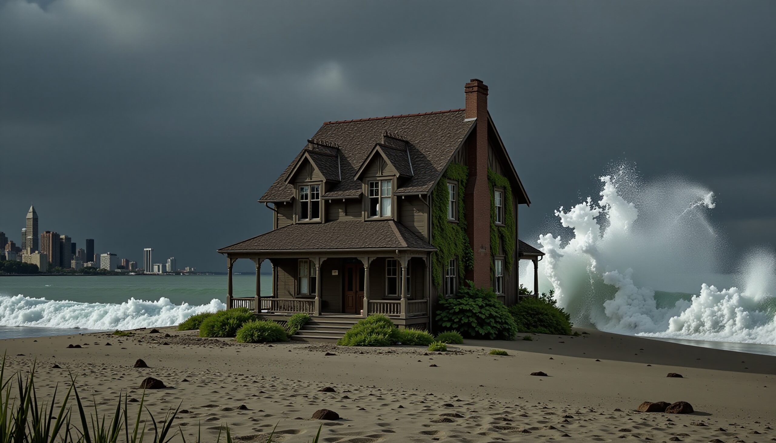 House Amidst Stormy Waves