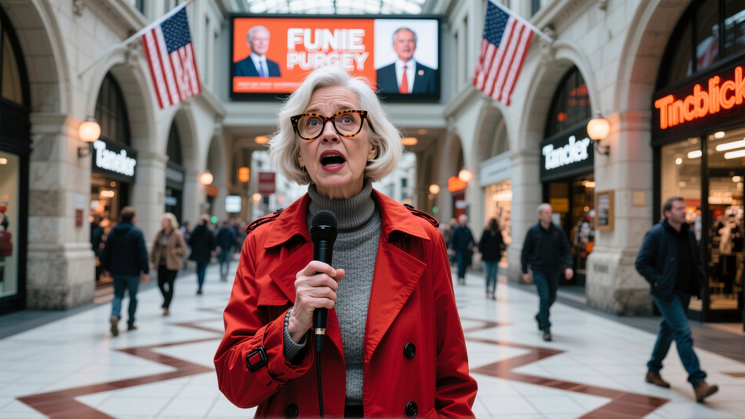 Shopping Mall News Report Scene