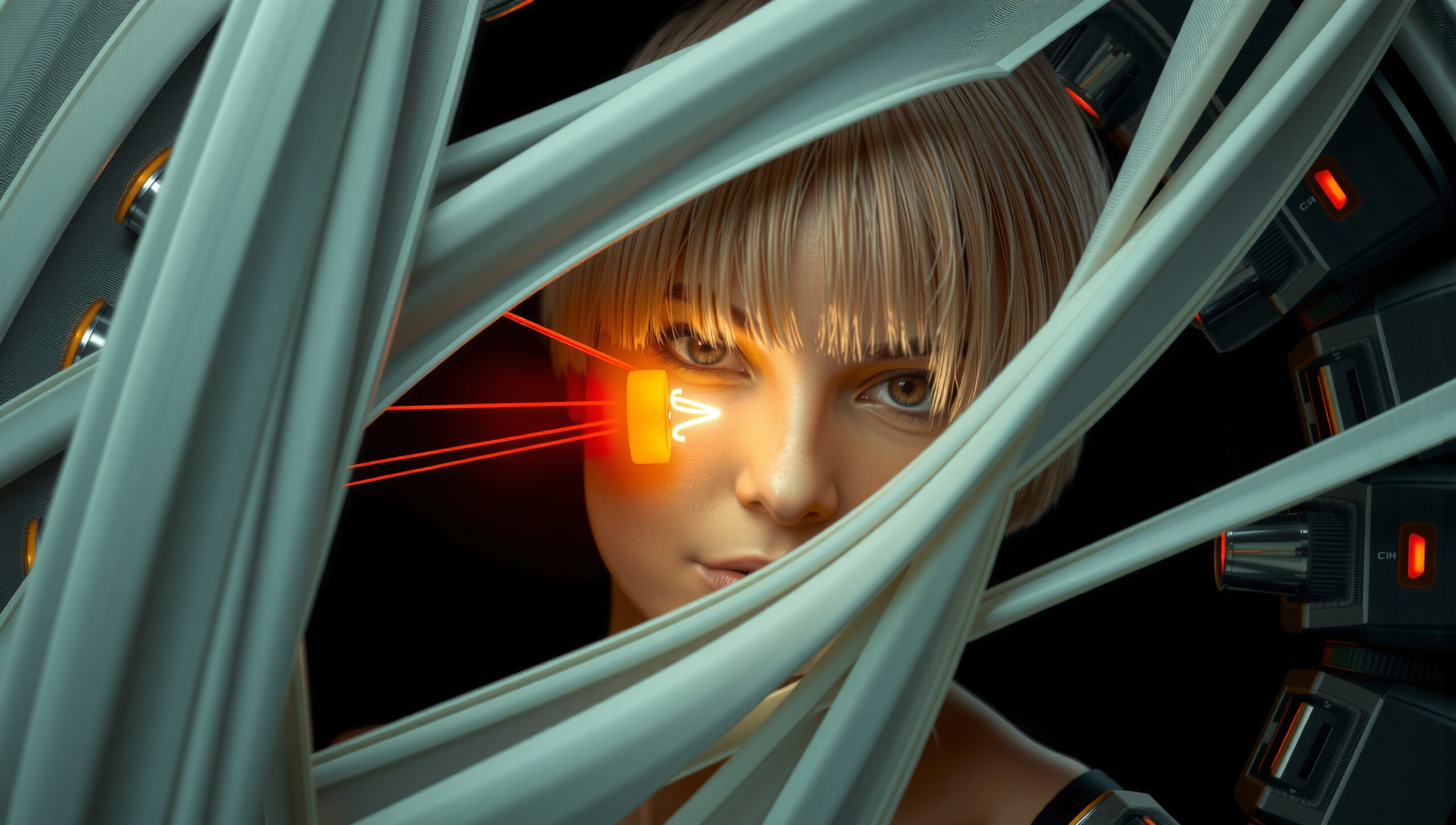 Futuristic Cybernetic Beams Portrait