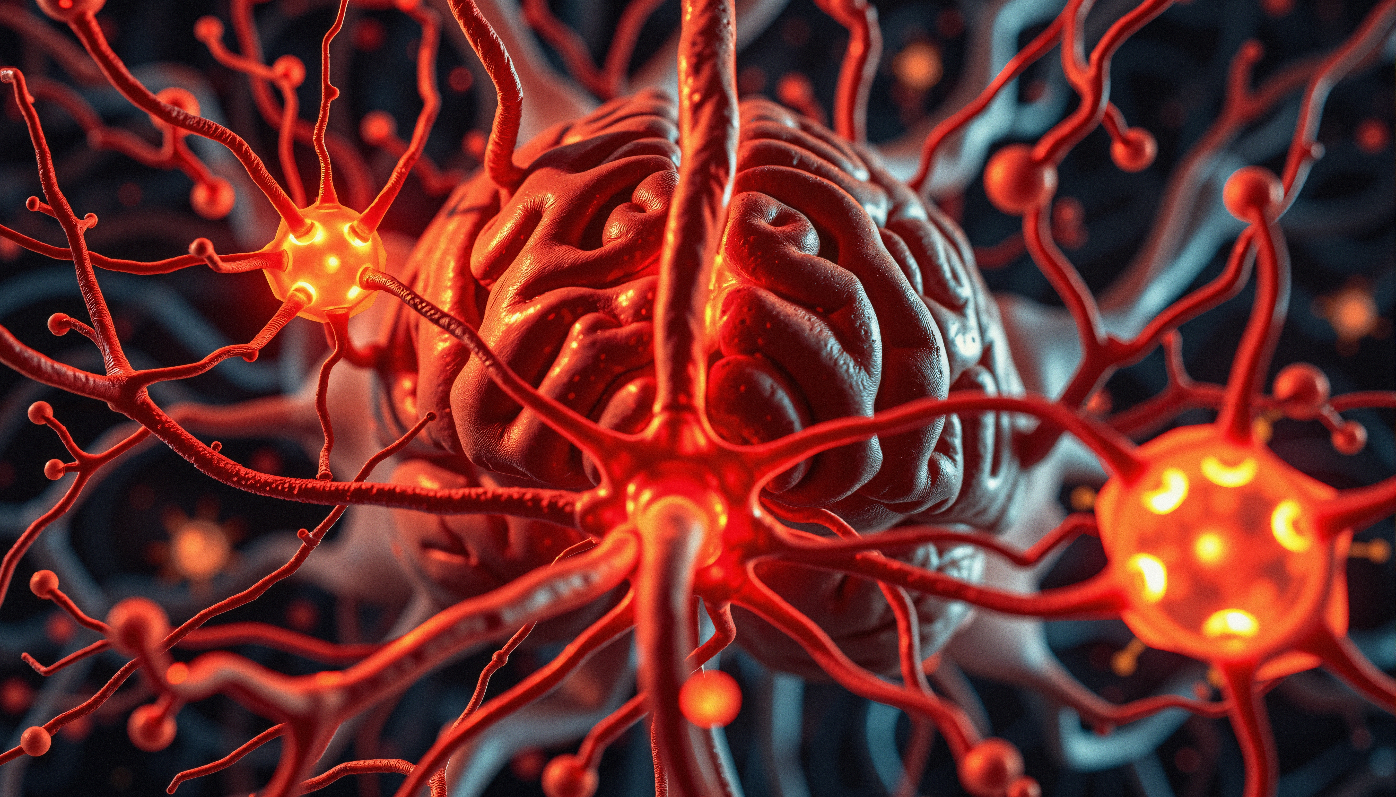 Human Brain with Glowing Neural Connections