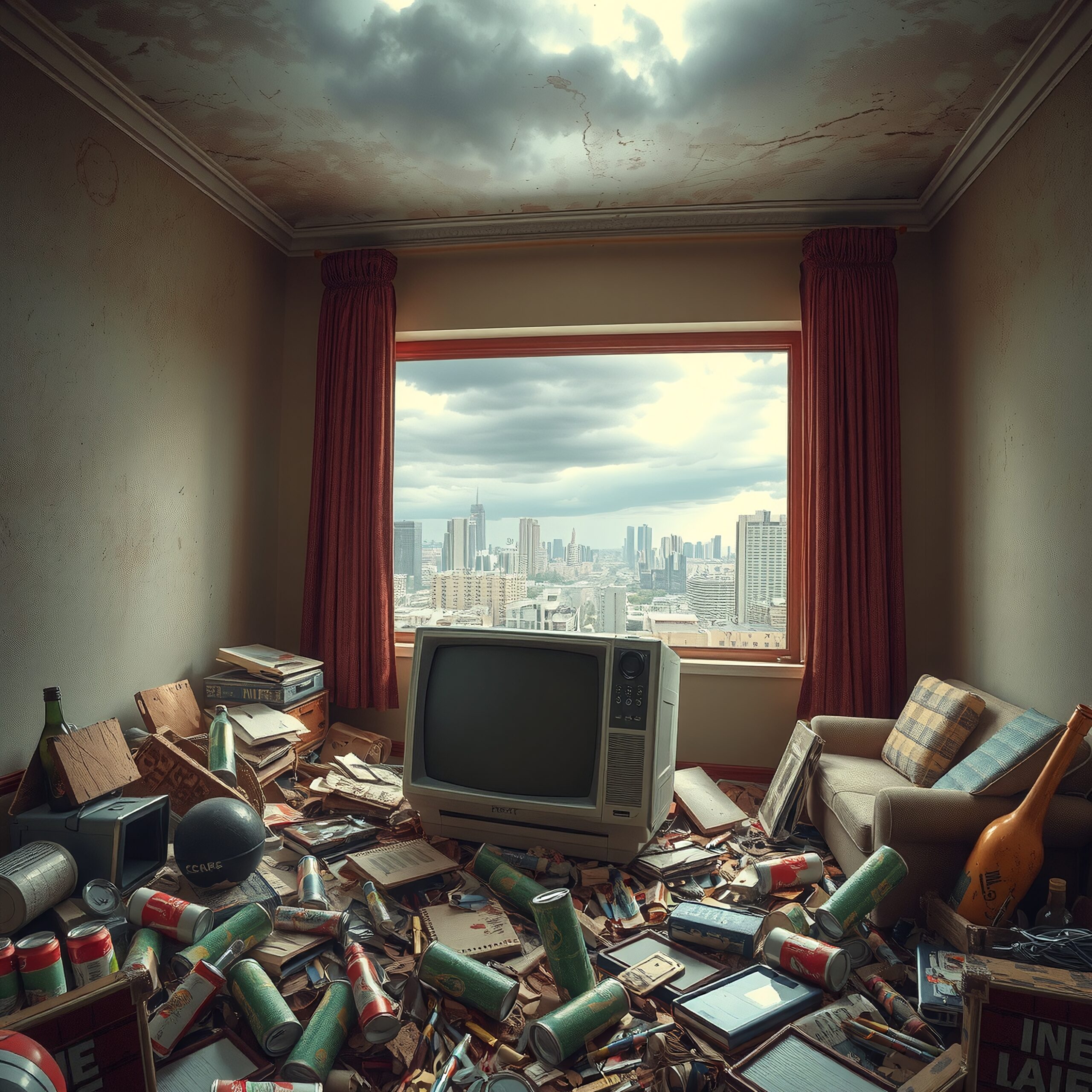 Chaotic Room Overlooking Skyline