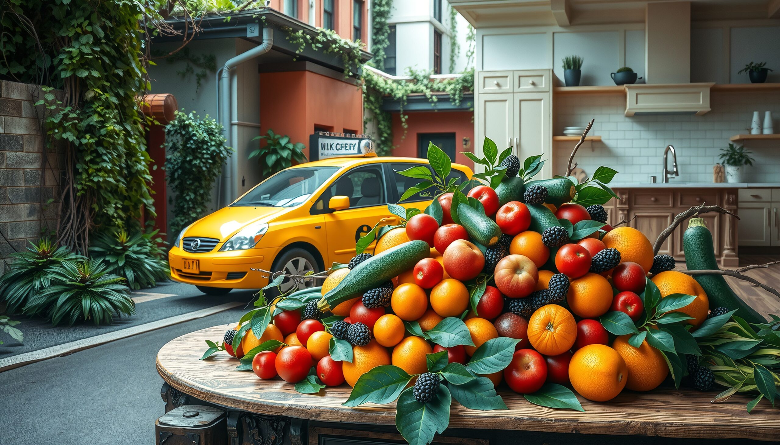 Urban Oasis Fruits and Taxi
