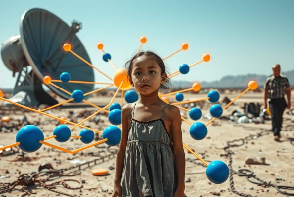 Child in a futuristic desert.