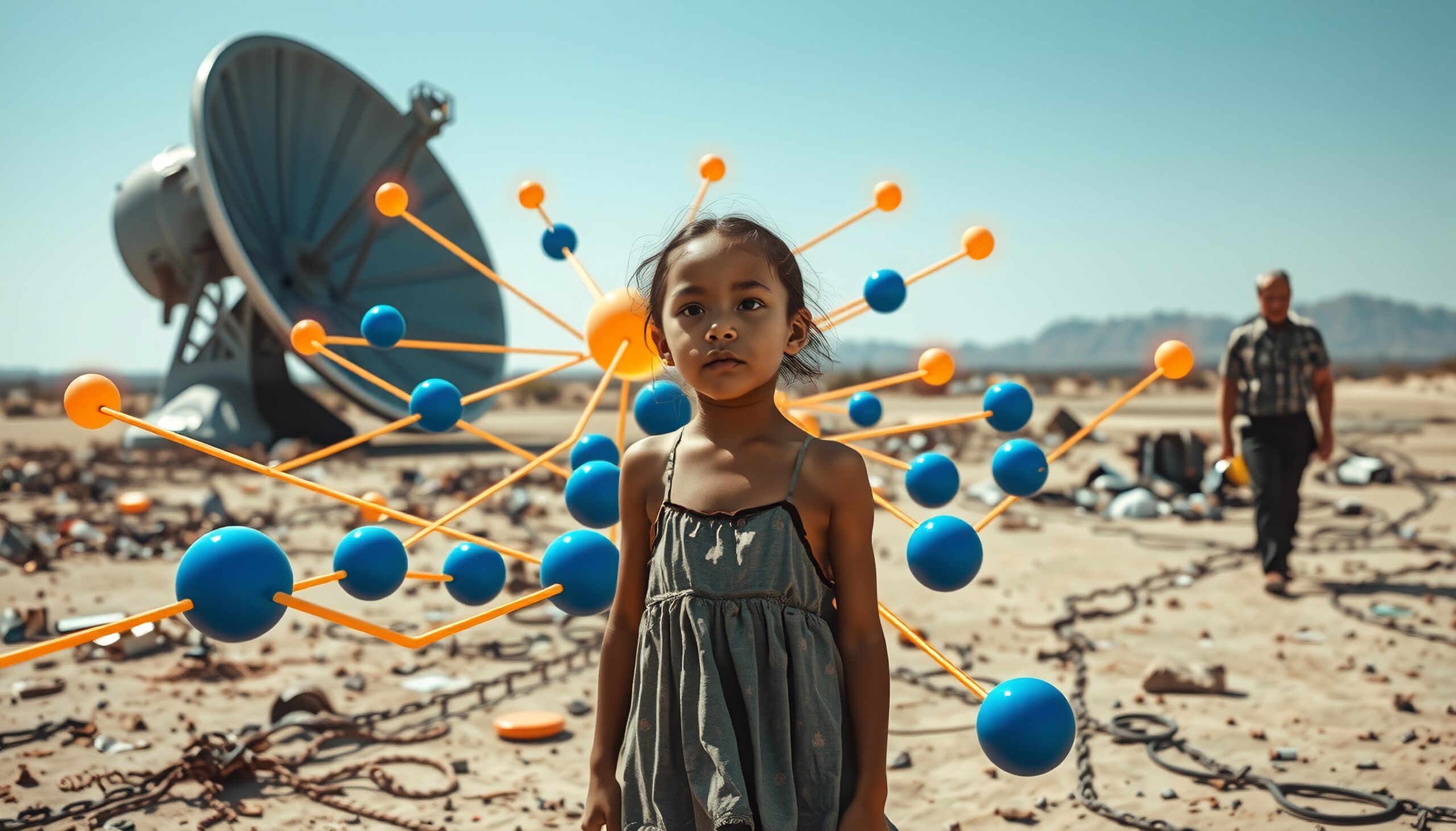 Child in a futuristic desert