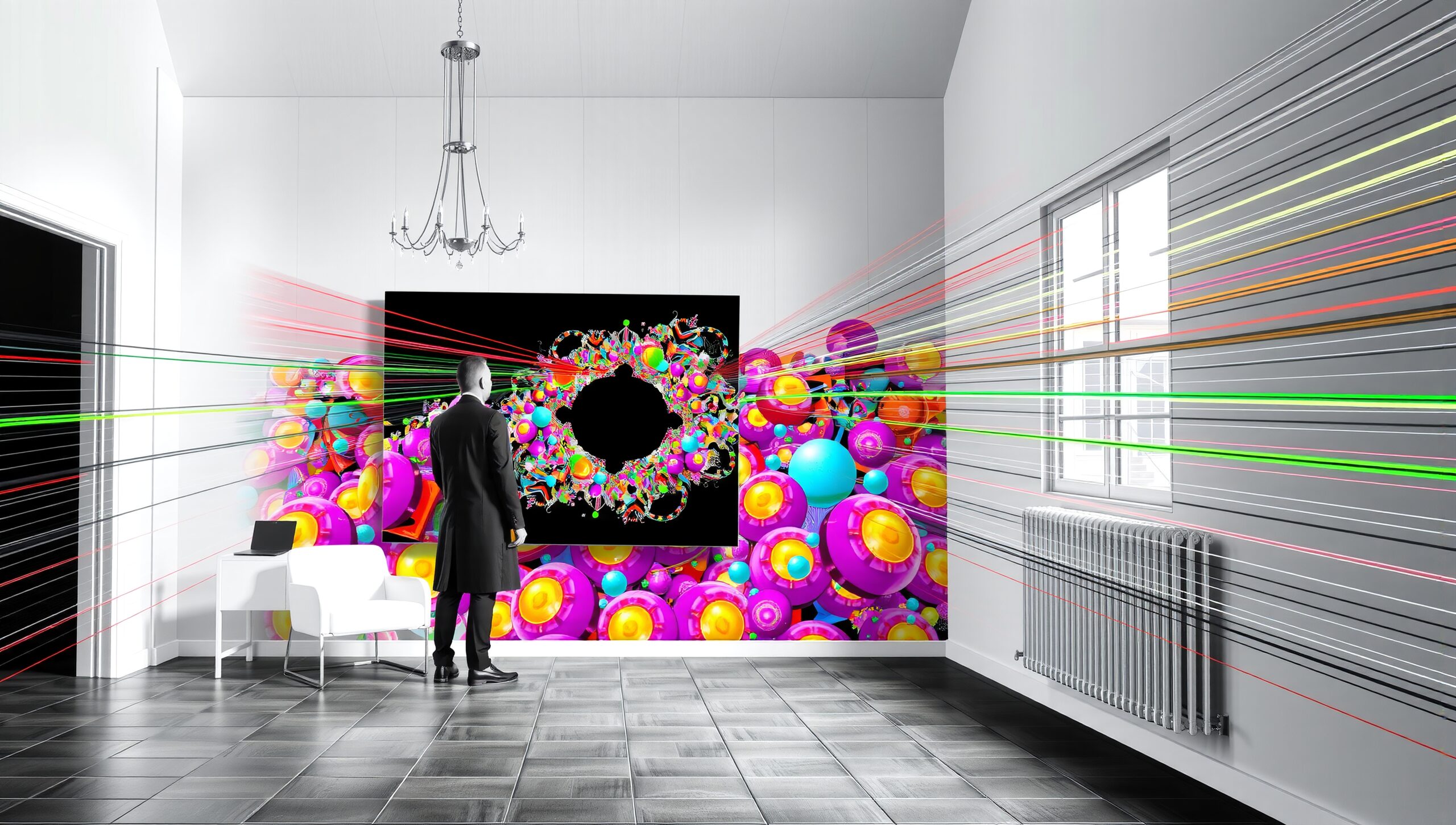Colorful Art Installation in Room