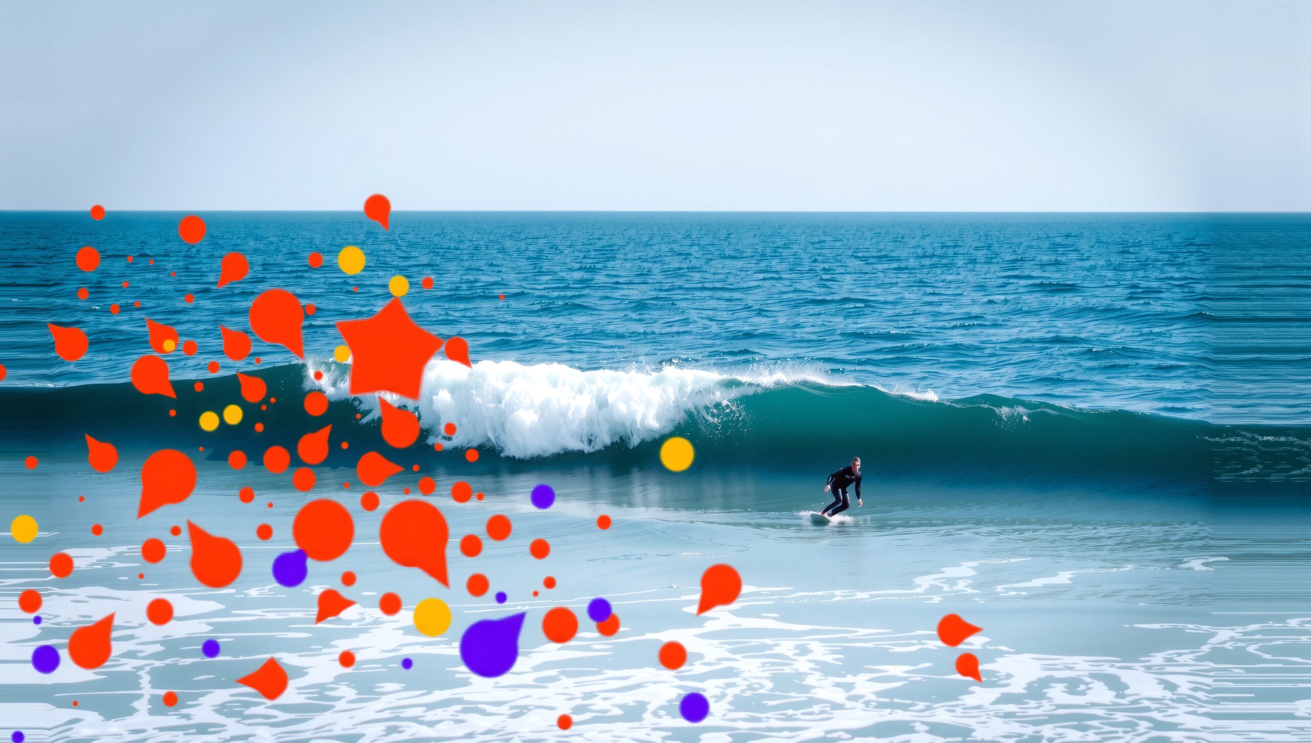 Surfer Amidst Colorful Abstract Art