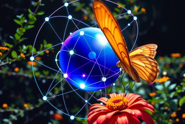 Butterfly with Futuristic Digital Orb