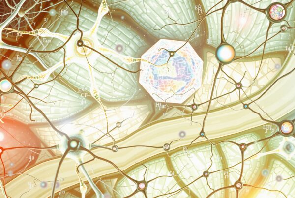 Abstract digital artwork of interconnected neurons.