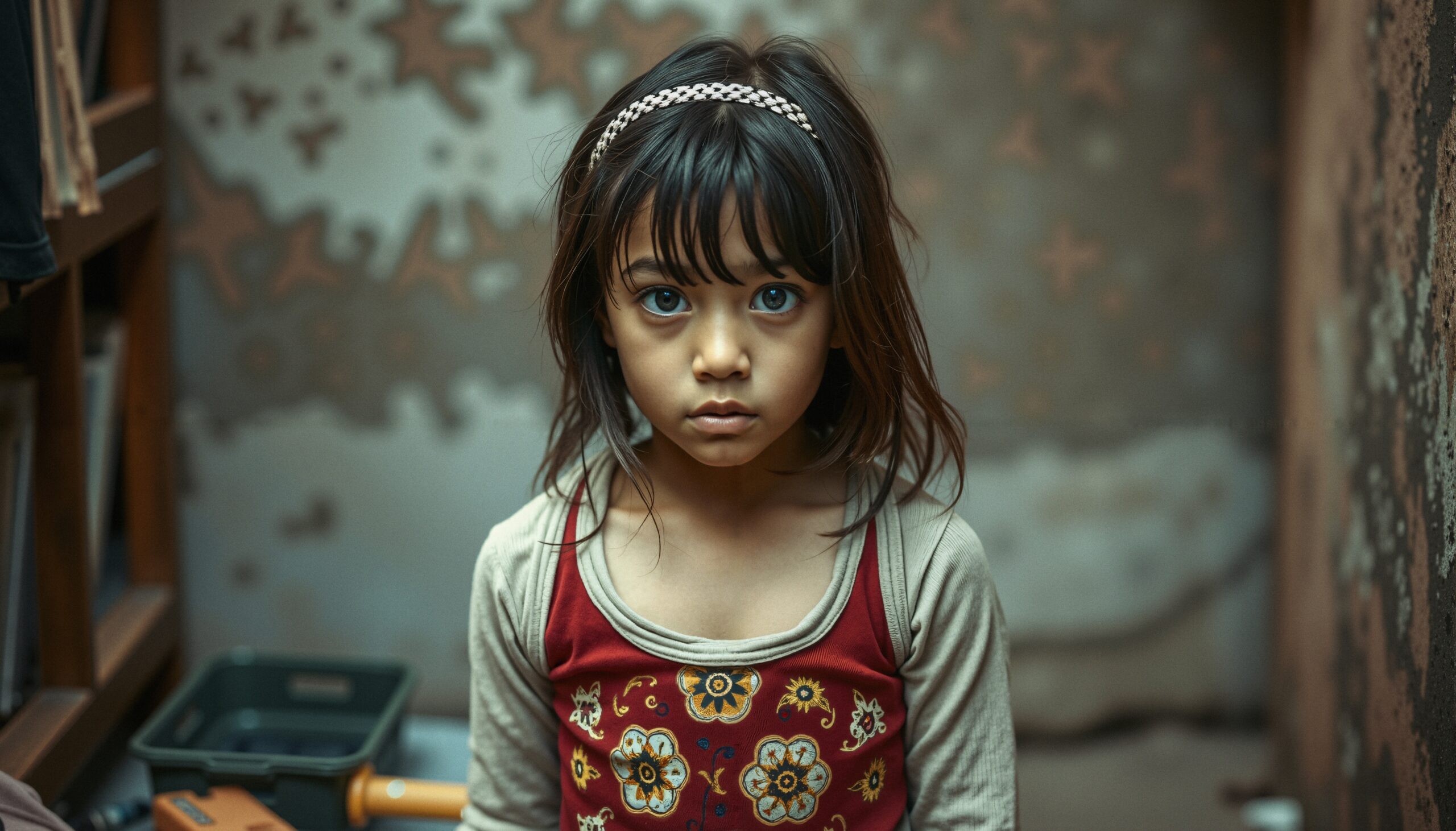 Child’s Contemplative Gaze Moment