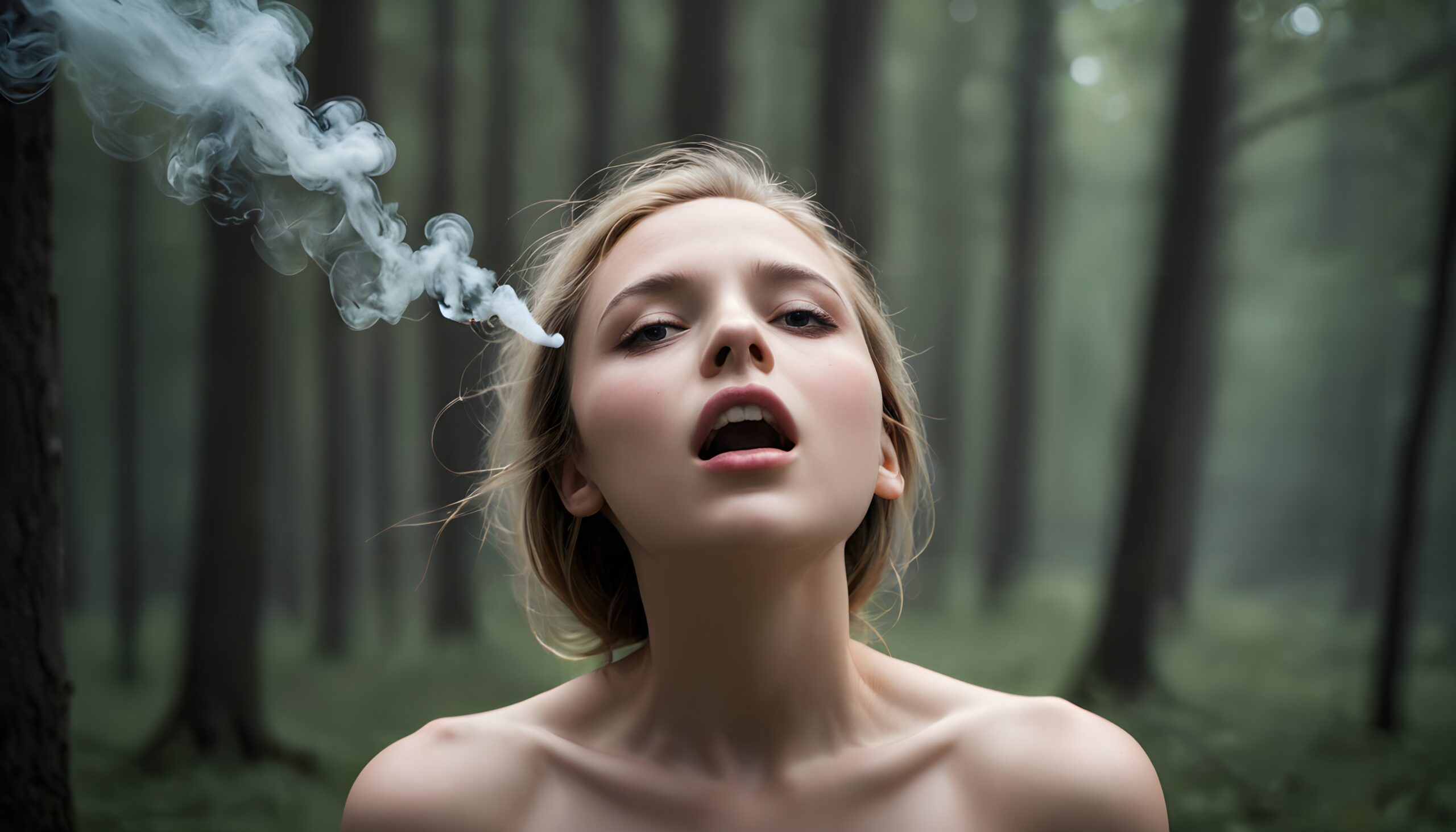Smoky Exhale in Peaceful Forest