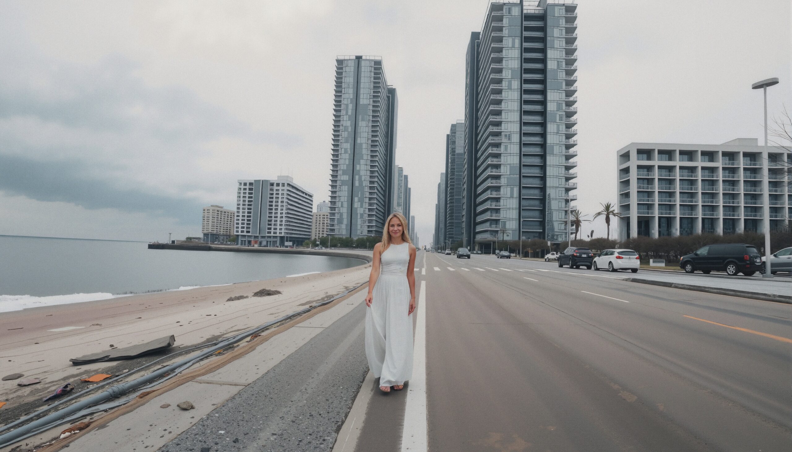 Solitude in urban landscape scene