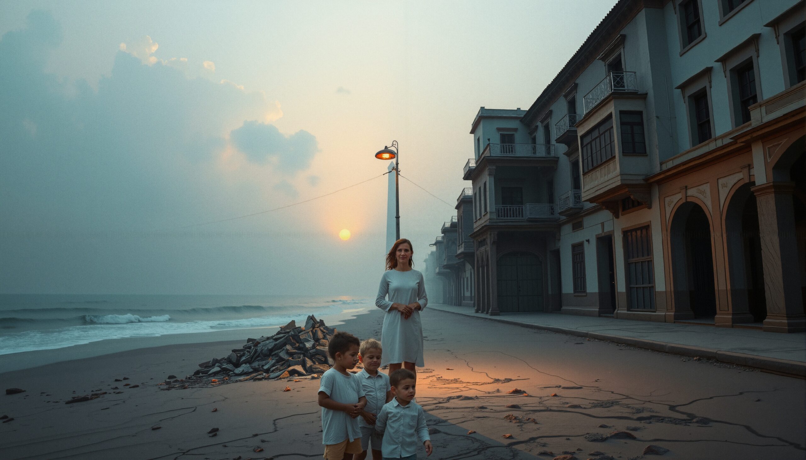 Sunset by the Ocean Shore