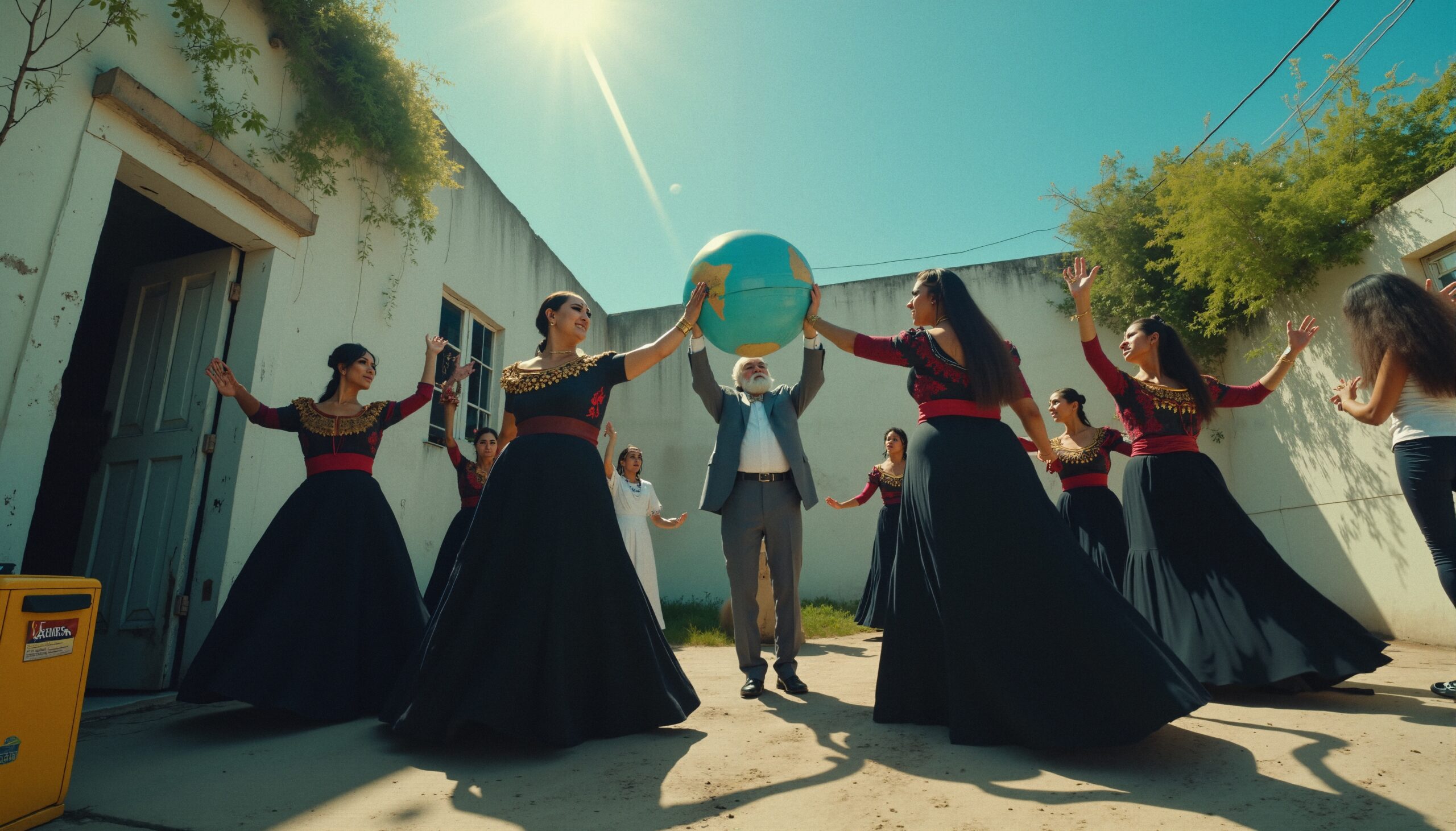 Dancers Celebrate with Giant Globe
