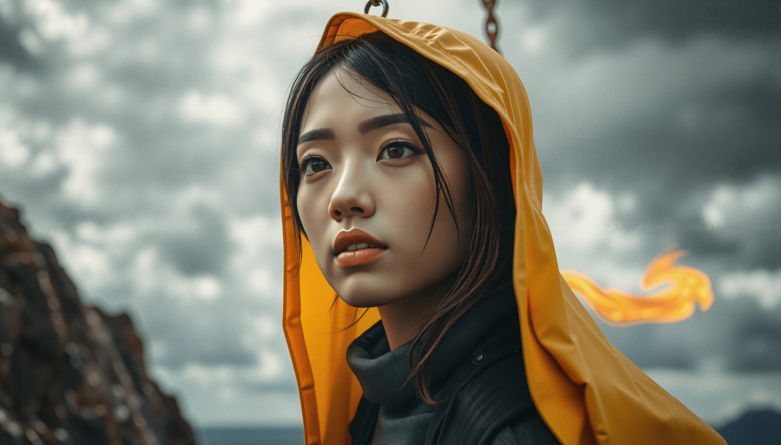 Mystical Woman in Yellow Coat