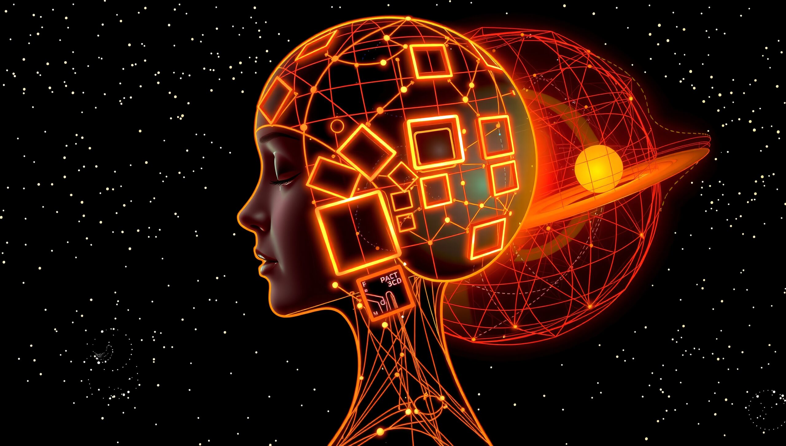 Futuristic Digital Human Head