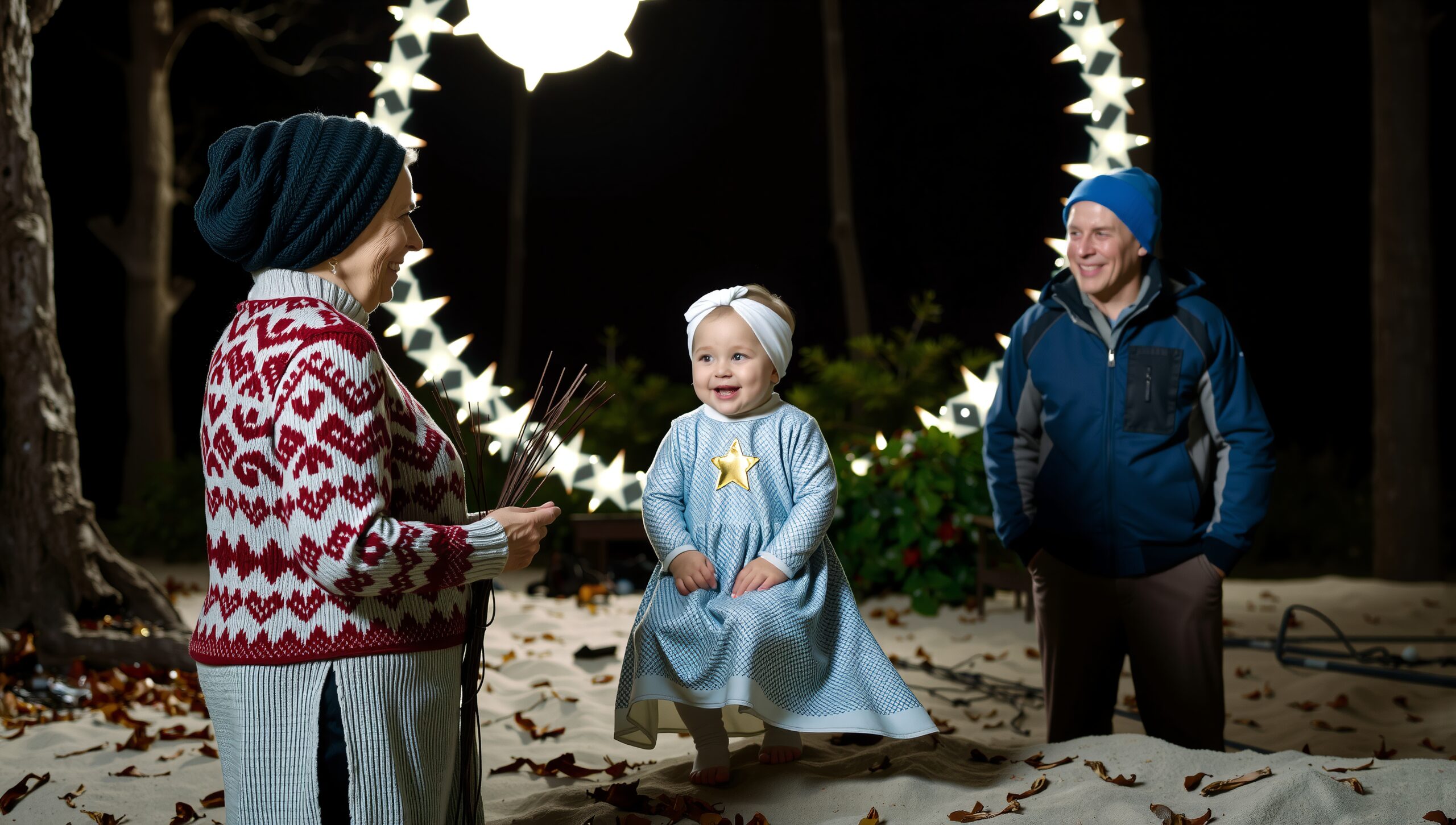 Joyful Nighttime Family Gathering
