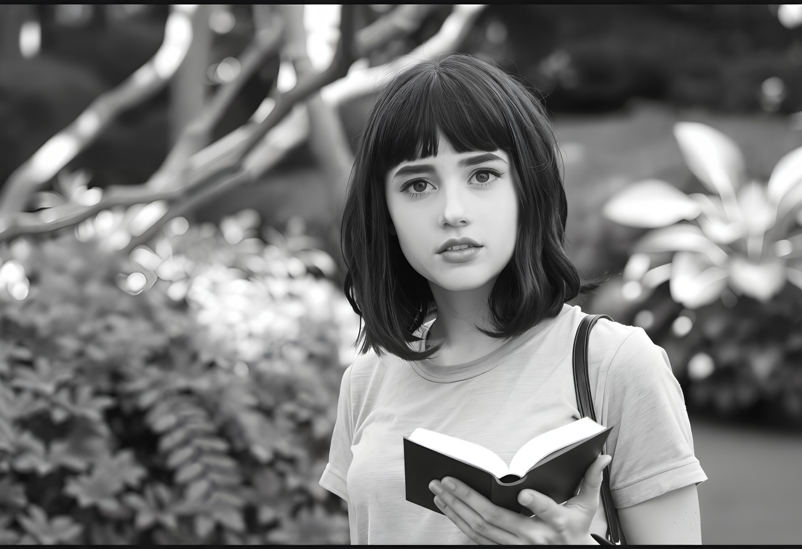 Girl Reading Book Outside