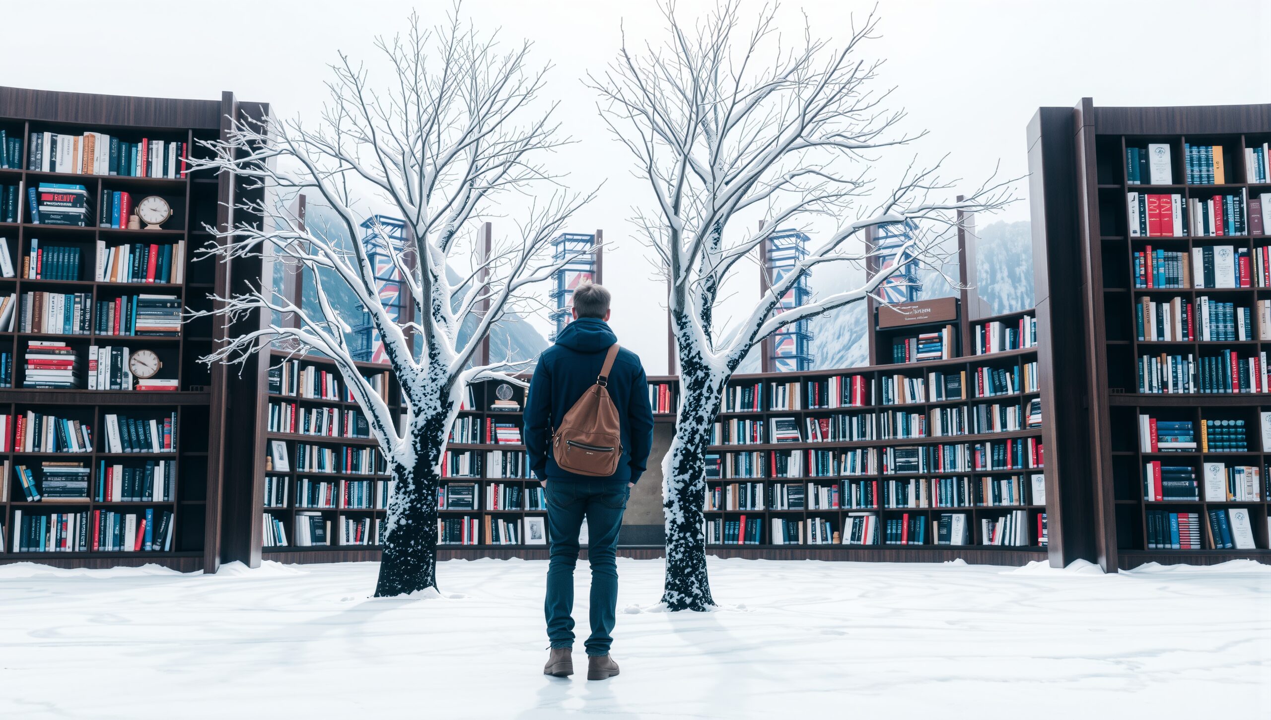Winter Library in the Snow