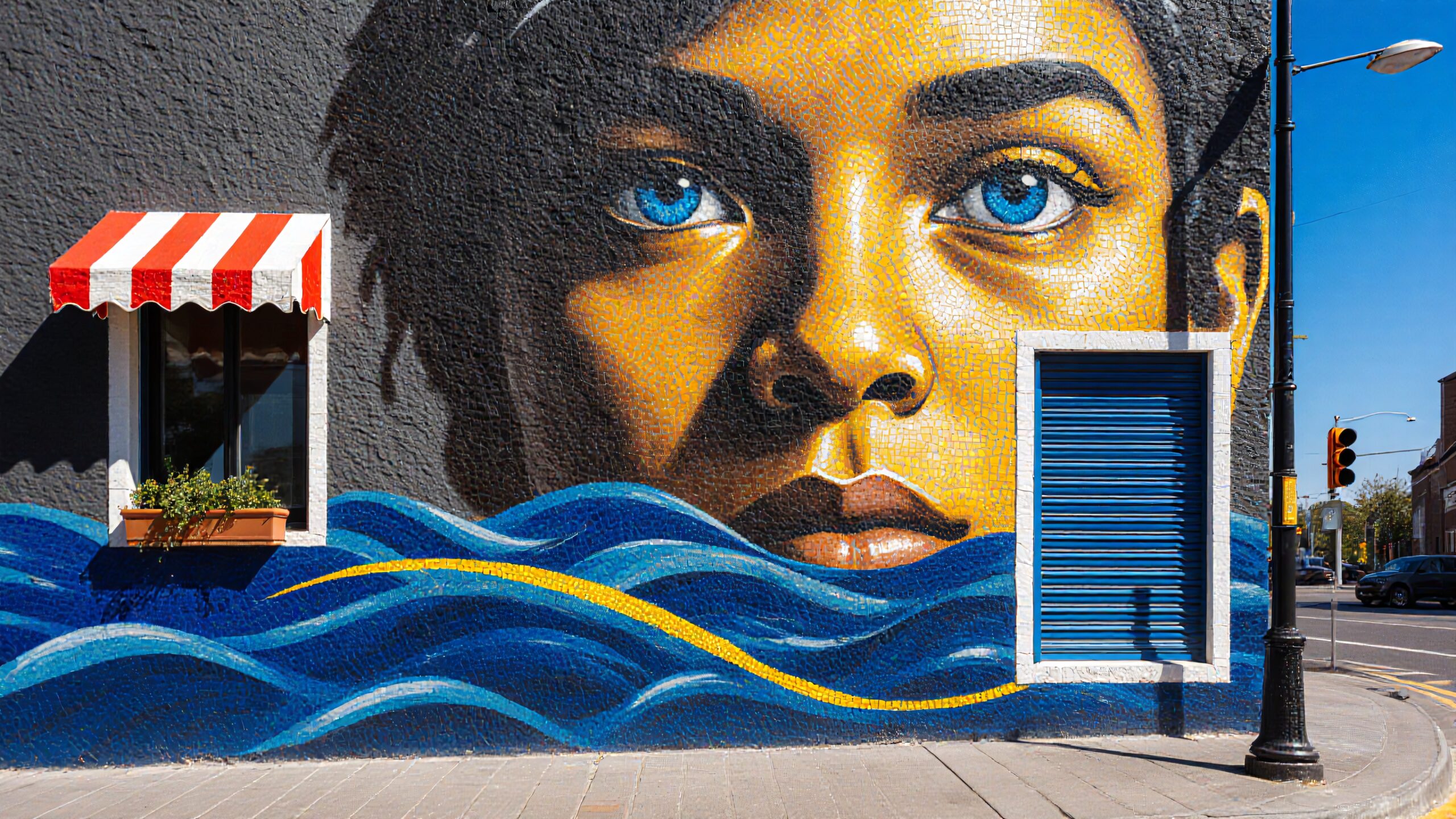 Street Art Blue Eyes Mural