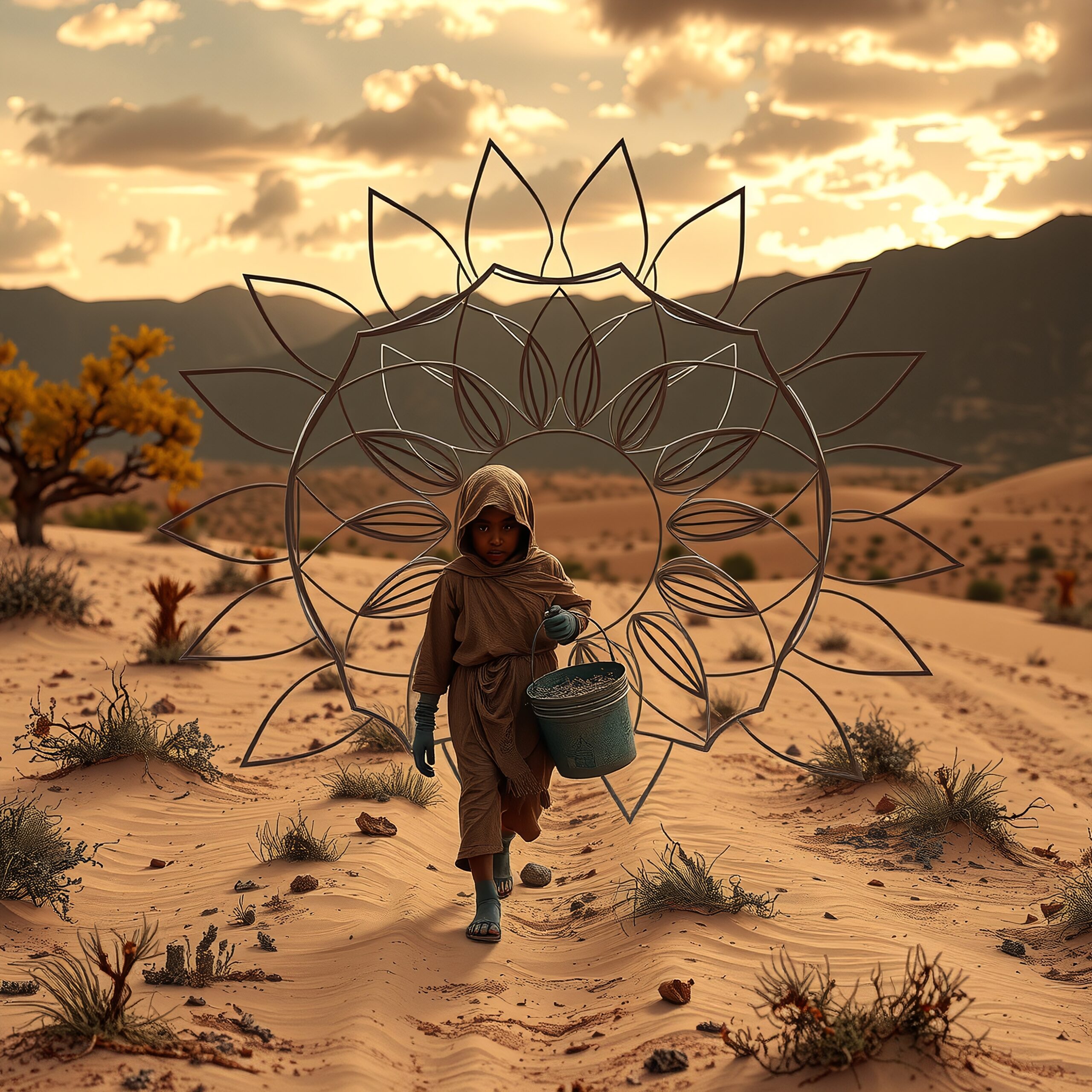 Desert Journey with Lotus Backdrop