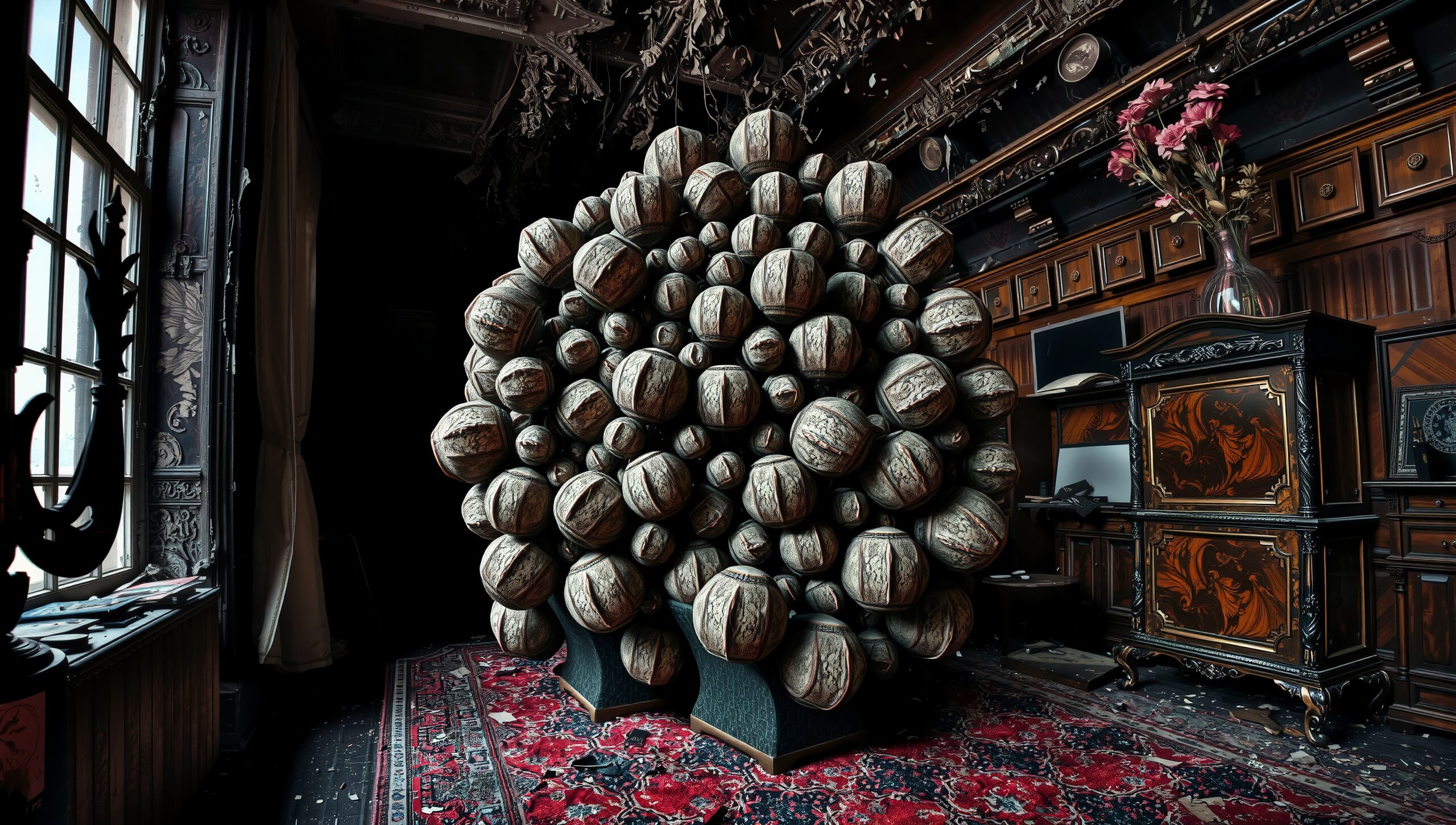 Cluster of Artistic Wooden Spheres