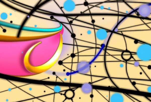 Abstract digital art with vibrant colors and dynamic lines bringing harmony and contrast.