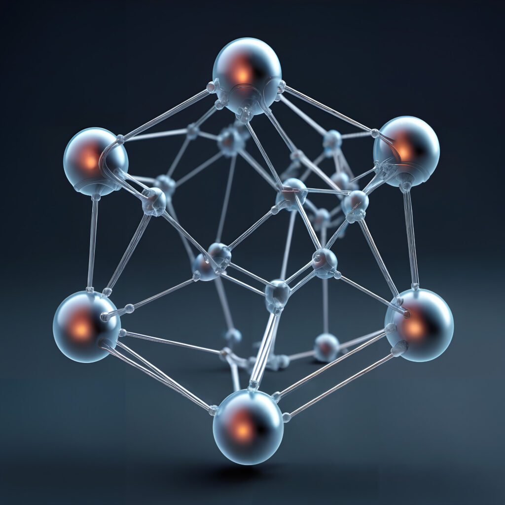 A close up digital illustration of a quantum structure.